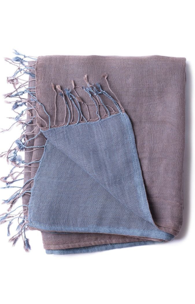 PANASIAM Modeschal elegantes Schultertuch zweifarbig auch als Schal oder Stola tragbar, in schönen farbigen Designs mit kleinen Fransen aus Baumwolle