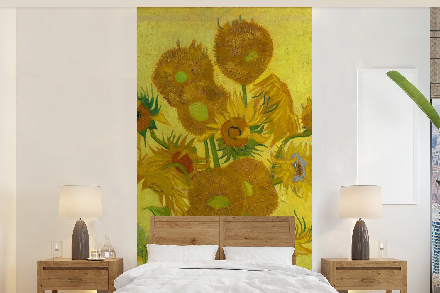 MuchoWow Fototapete Sonnenblumen - Vincent van Gogh, Matt, bedruckt, (2 St), Vliestapete für Wohnzimmer Schlafzimmer Küche, Fototapete