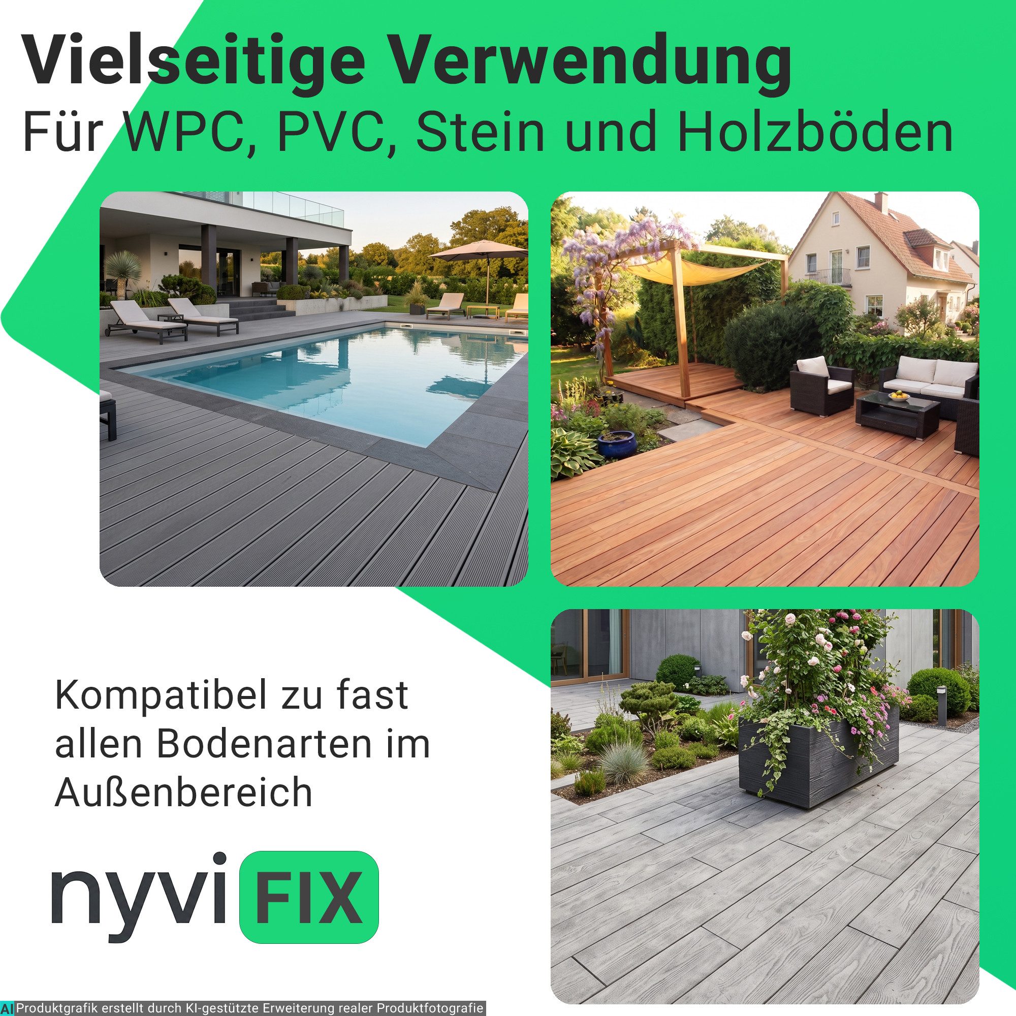 NYVI Terrassendielen Fugendichtband NYVIFix Profi Dichtung für Terrassen Dielen Fugen, Terrassenfugenband für WPC, PVC, Stein und Holzboden, Made in Germany – Bild 5 von 5
