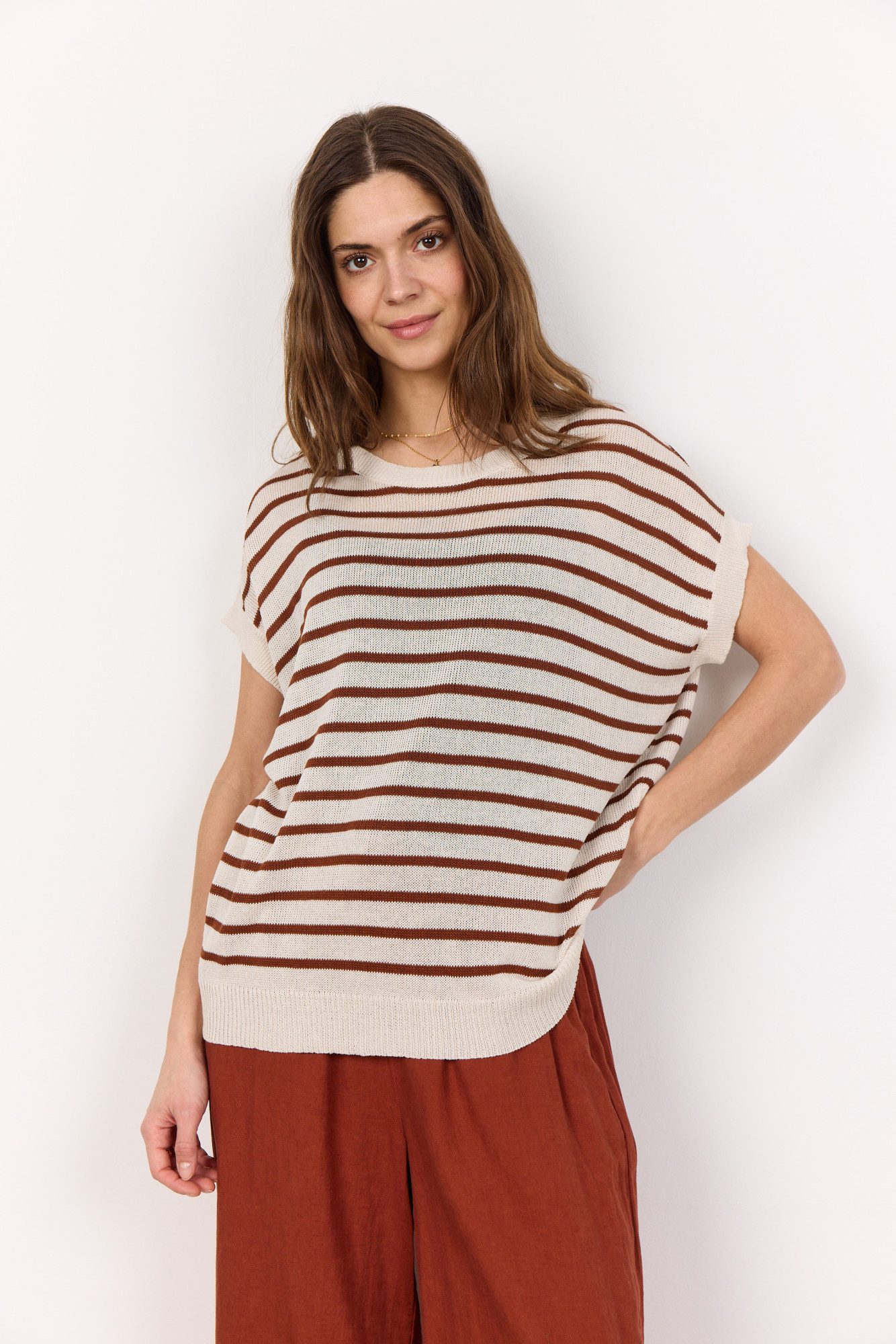 soyaconcept Pullunder - gestreiftes Kurzarmshirt im Stricklook
