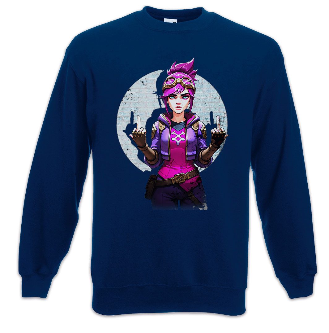 Sweatshirt Cyber Violet Girl Sweatshirt Arcane Legends Anime Punk Tattoo Jinx