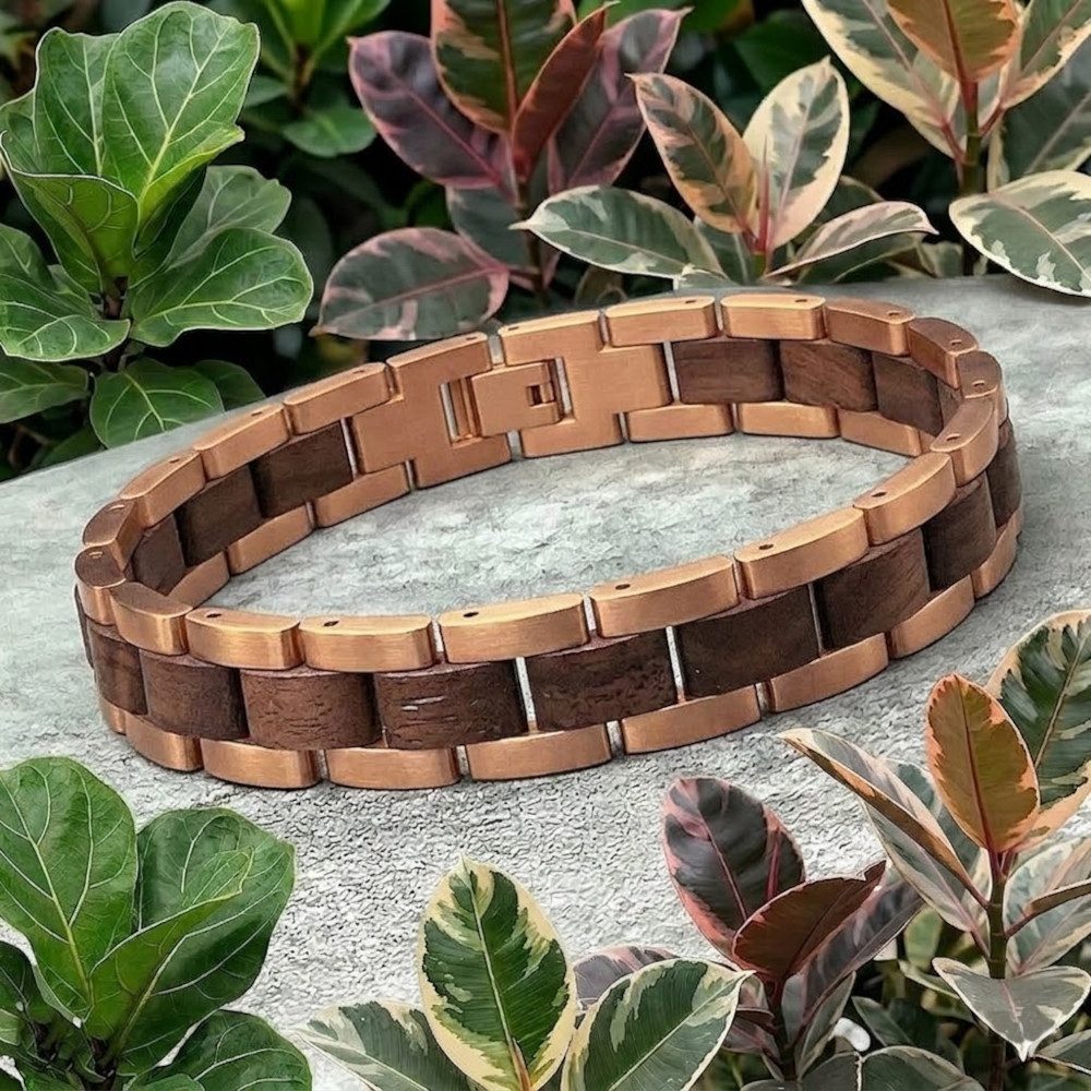 Holzwerk Edelstahlarmband Designer Holz Armband, Armkette Gliederarmband, inklusive Armbandkürzer, Holz Unikate, ideal auch als Geschenk