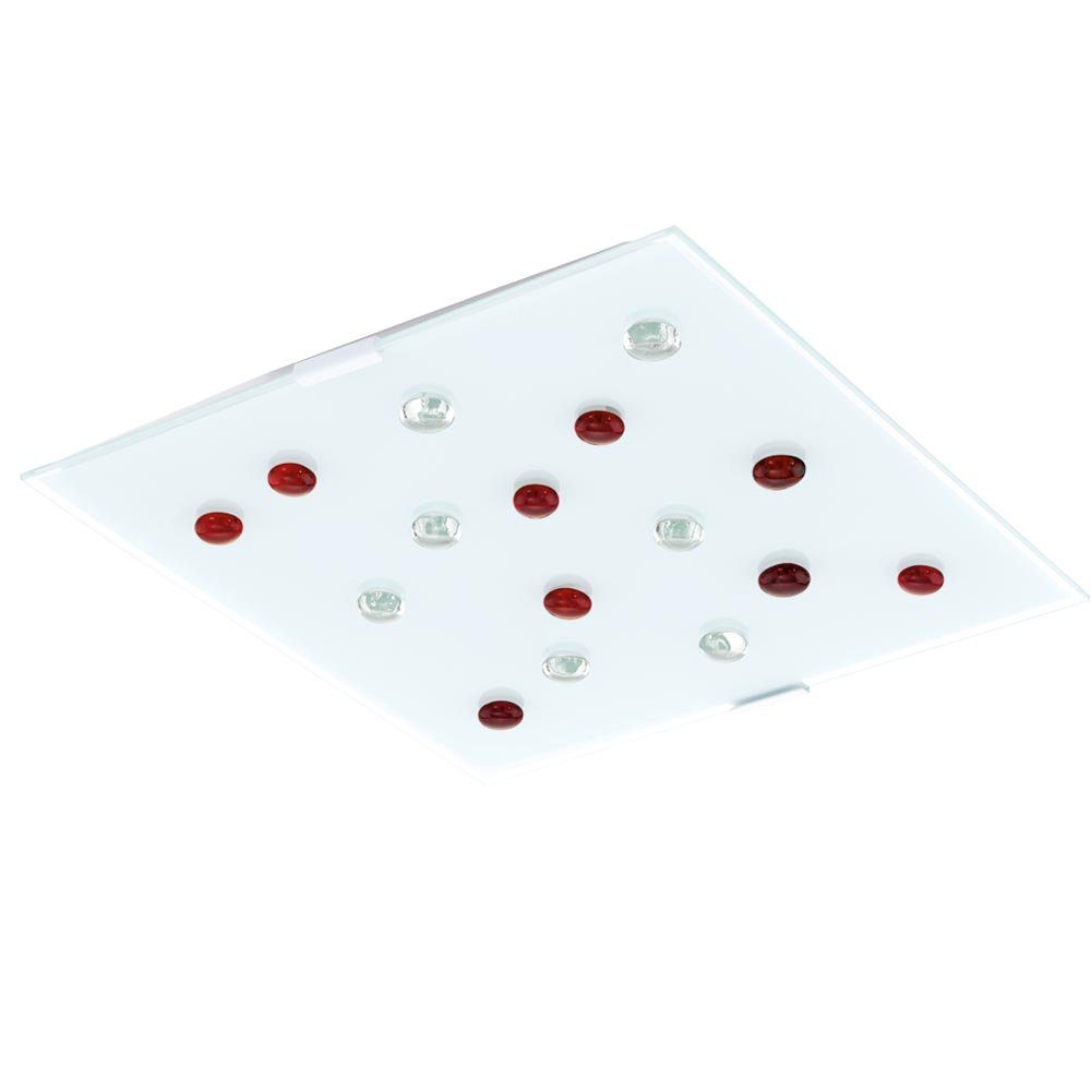 Glas LED-Leuchtmittel Hochwertige weiß LED verbaut, EGLO Warmweiß, klar LED Leuchte Decken Deckenleuchte, fest Steine rot