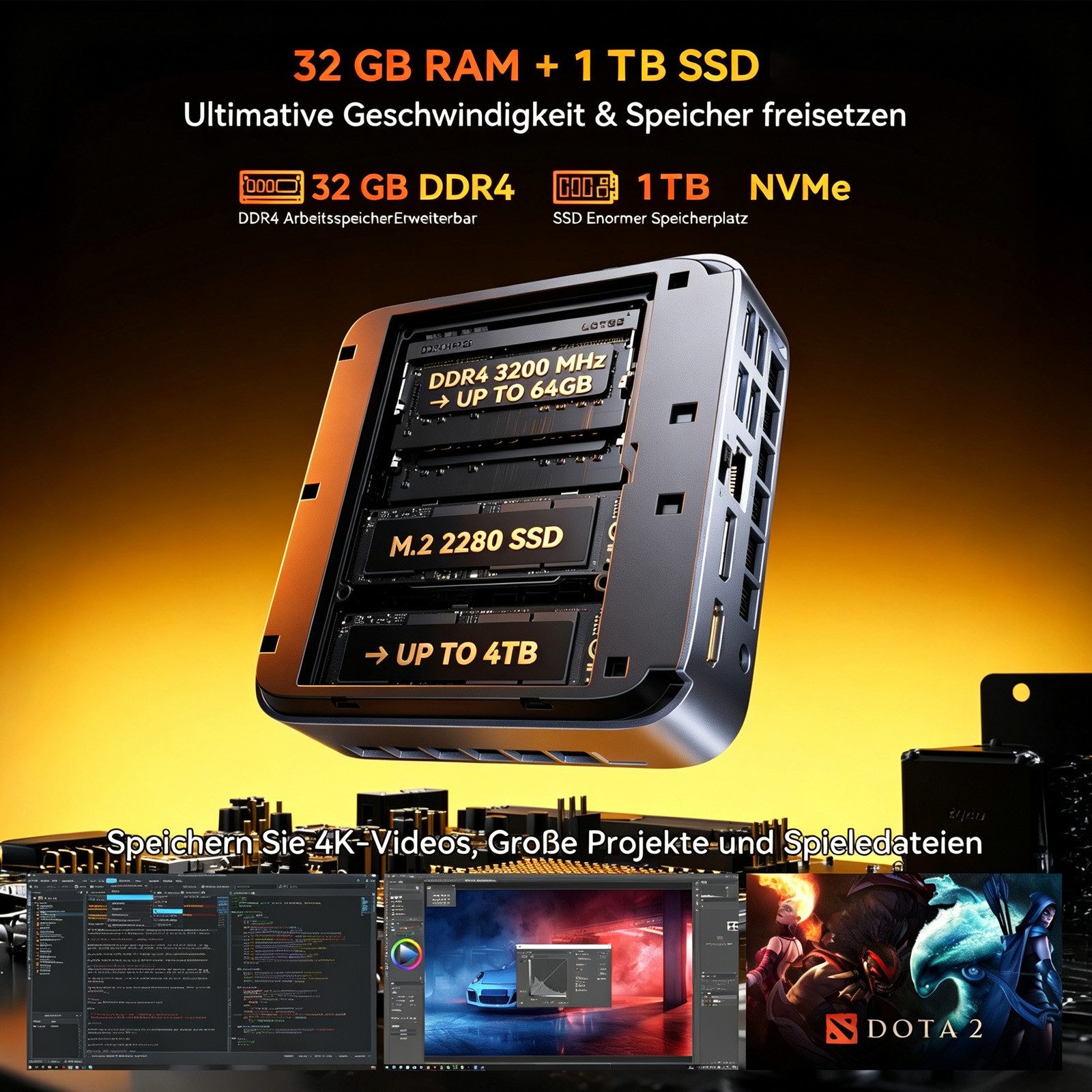 ACEMAGIC Mini PC Win-11 PRO, Intel Core i5-14500HX, 16 GB DDR4 RAM+512 M.2 SSD Mini-PC (Intel Core i5-14500HX 14500HX/14650HX/14900HX, Intel® Core™ i7-14650HX, 32 GB RAM, 1024 GB SSD, Hochgeschwindigkeits-Zentrifugallüfter + 2 Kühlkupferrohre + Doppelte Kupferrippen + Optimierter Doppelter Luftkanal, bis 4.9Ghz, WiFi 6/BT 5.2, Ultra-Leise M5 Mini-PC for Büro Home Gaming)