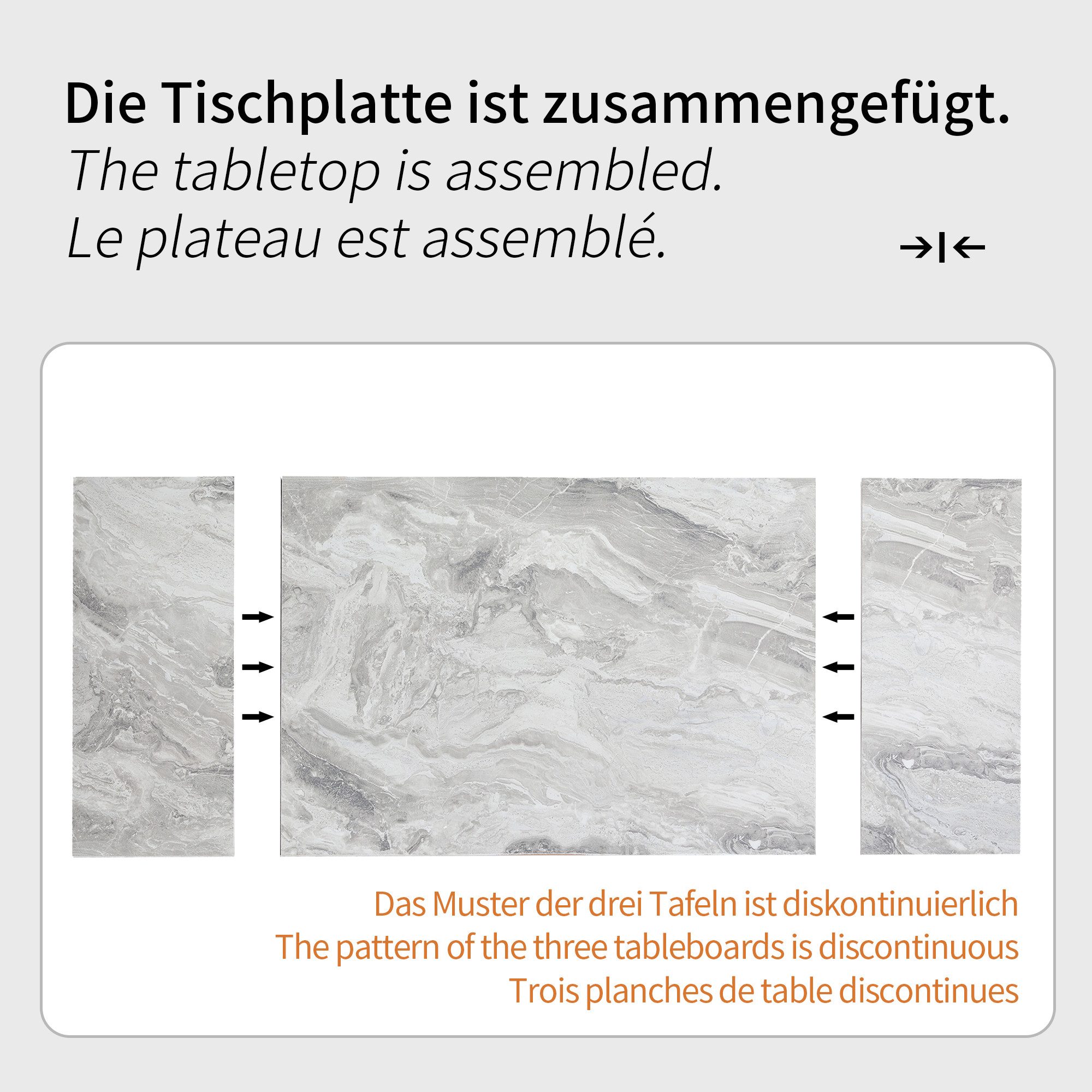 Flieks Esstisch mit ausziehbare Tischplatte 99-159 cm (1-St., 1 Tisch), rechteckig Küchentisch klappbar Teleskoptisch Schreibtisch Marmoroptik – Bild 4 von 5