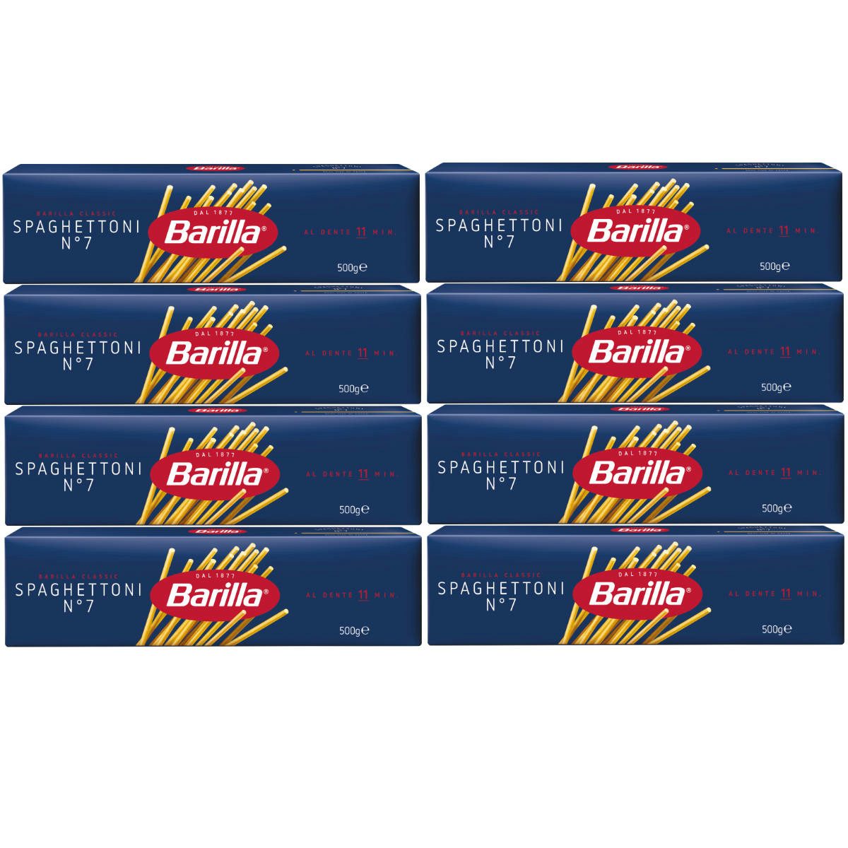 Barilla Nudeln, Barilla Spaghettoni Nr 7 Pasta aus Hartweizengriess 500g 8er Pack