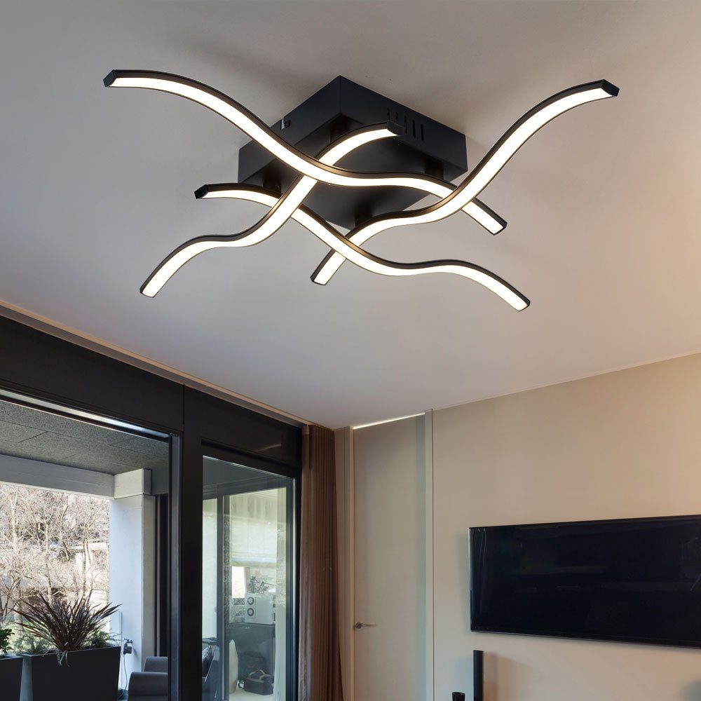 LED Decken Lampe Wellen-Design Leuchte Beleuchtung Wohn Schlaf Zimmer Moderne DE 