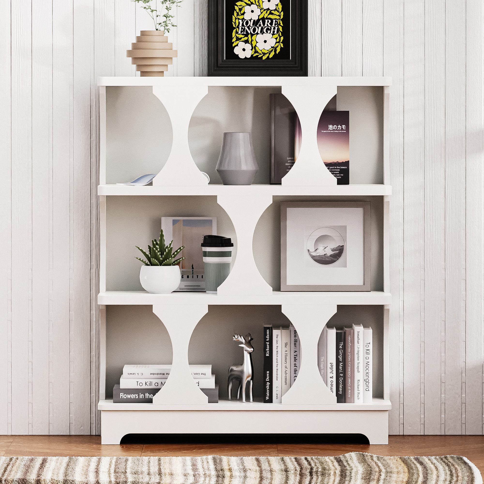 OKWISH Bücherregal mit Hohl-Design, Standregal, Aufbewahrungsregal günstig online kaufen