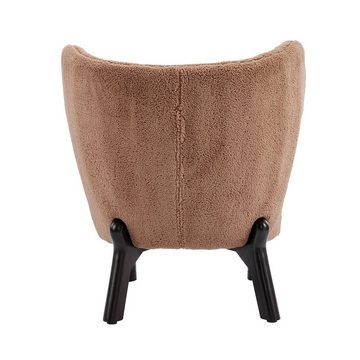 Ulife Sessel Relaxsessel Einzelsessel Polstersessel Teddy-Samtstuhl, mit hoher Rückenlehne und Holzbeinen