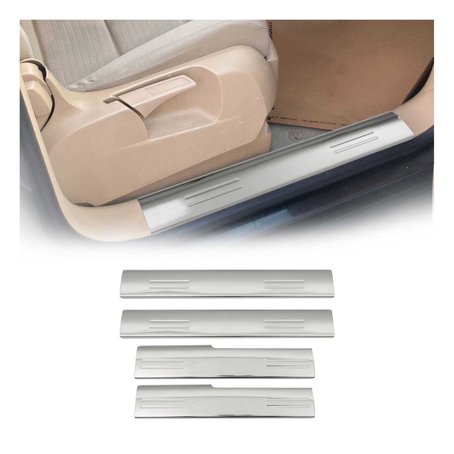 OMAC Zierleisten-Aufkleber Einstiegsleisten für VW Touran 2003-2010 Edelstahl 4tlg, (4tlg), Langlebig,Einfache Reinigung,Einfache Installation,Rostbeständig