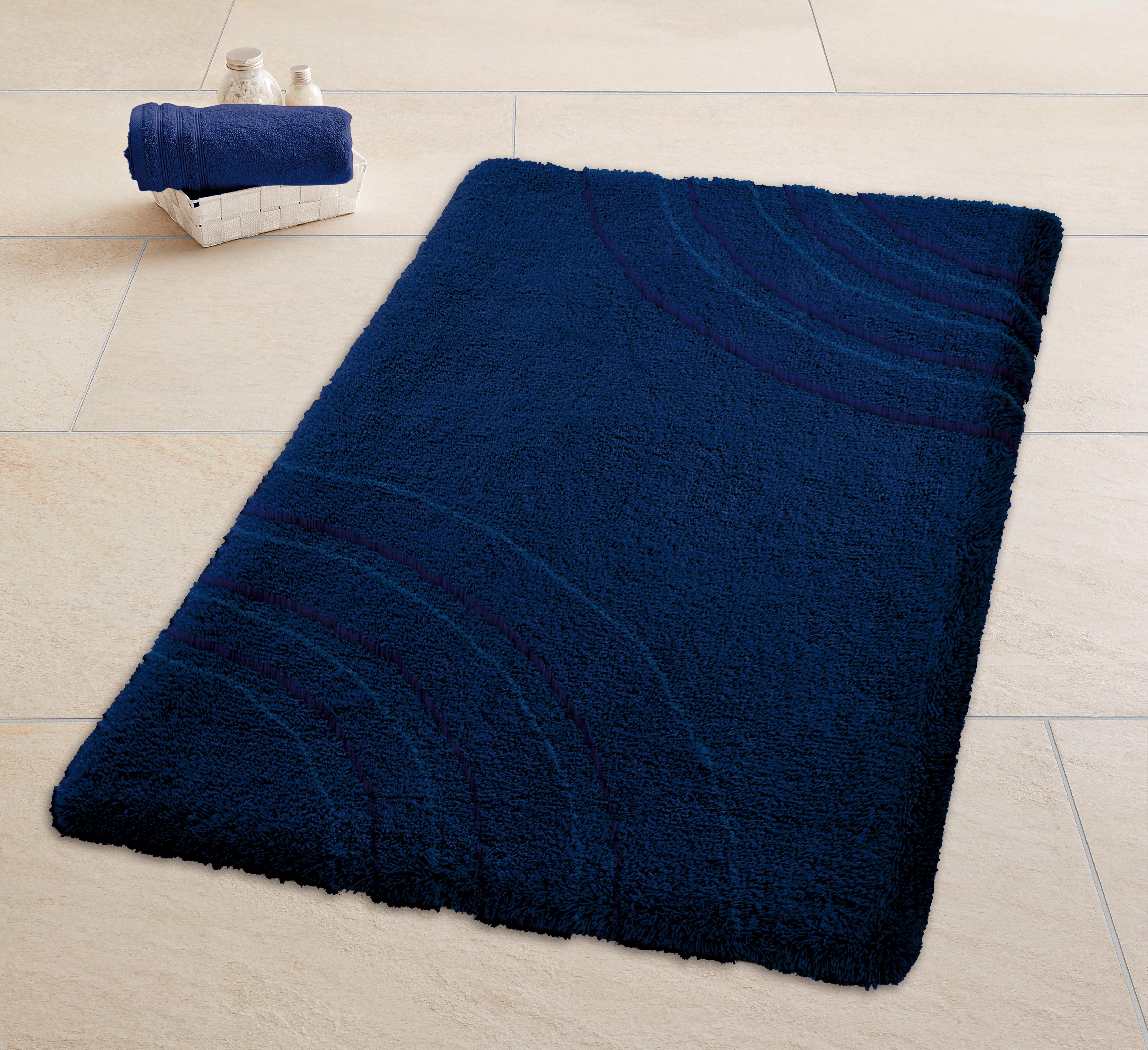 Kleine Wolke Badematte »Saturn«, Badvorleger, Badezimmer Teppich, Höhe 25 mm, rutschhemmend beschichtet, fußbodenheizungsgeeignet, Polyacryl, rechteckig, Badteppich, Uni Farben, modernes Design, Hoch-Tief Effekt