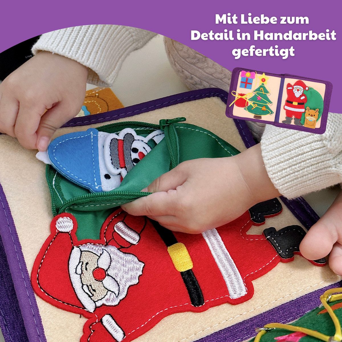 My First Book Lernspielzeug Montessori Quiet Book, Märchenwelt, Sensorik, Set inkl. Rucksack, Busy Book, Beschäftigung ab 1 Jahr, Reisespielzeug, Geschenk