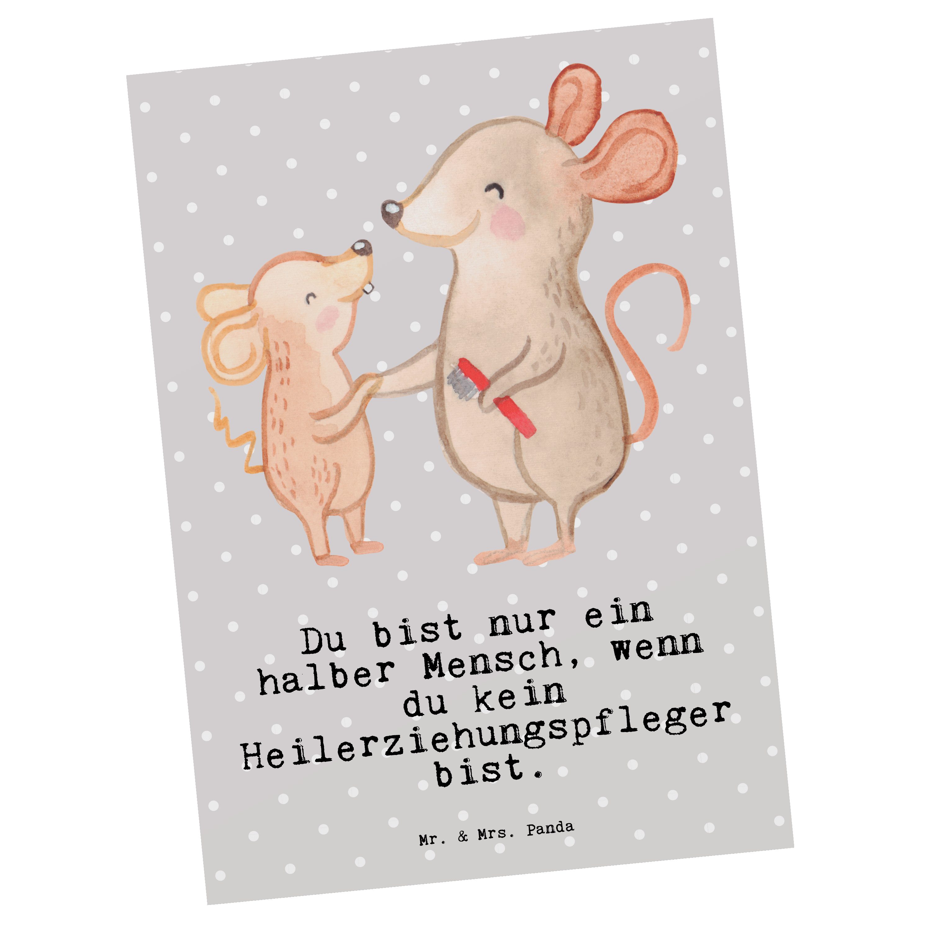 Herz Grau Postkarte Mr. & Schenken, - A Panda Mrs. Geschenk, - Pastell Heilerziehungspfleger mit