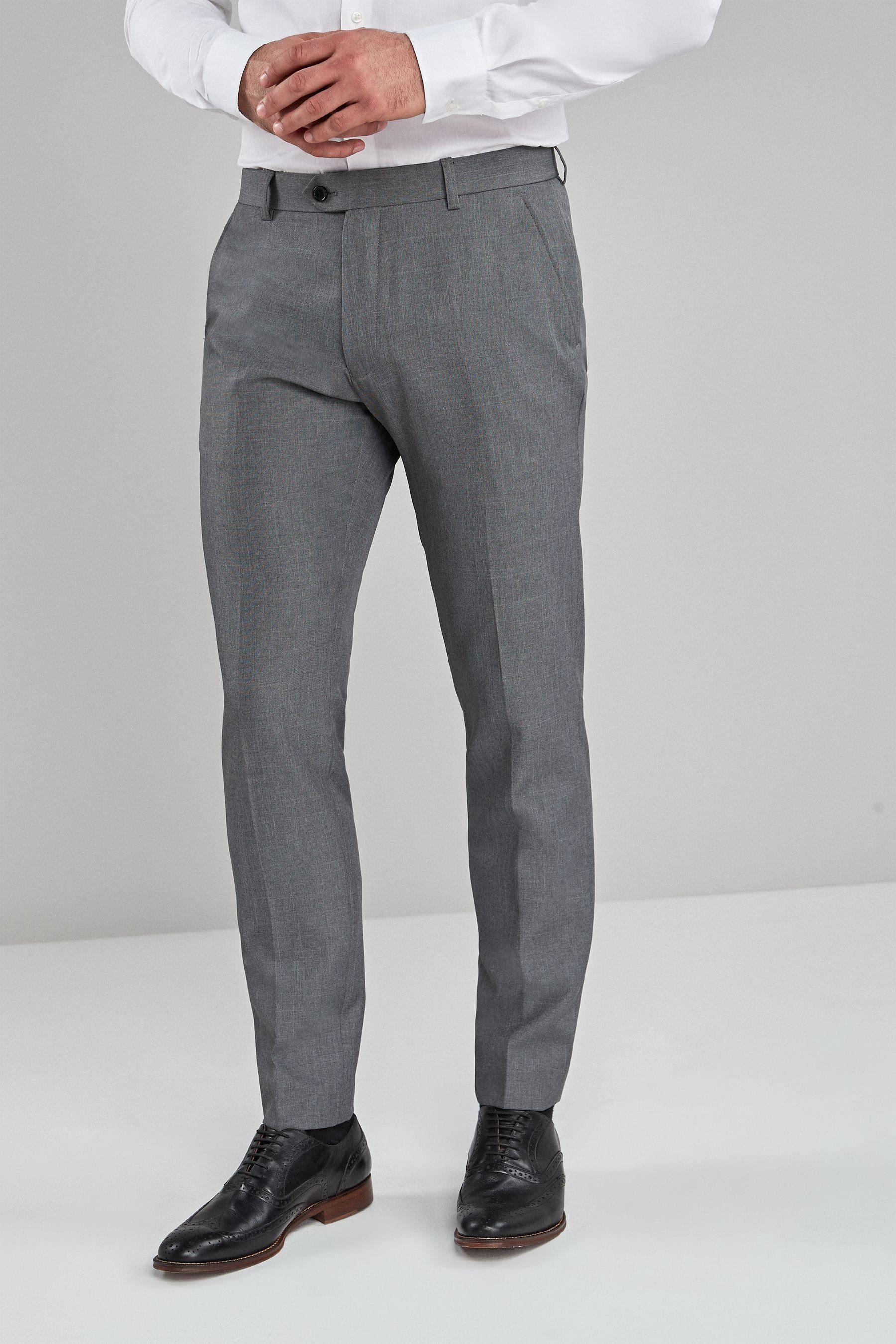 Bundfalte, ohne Light Skinny Hose (1-tlg) Stoffhose Fit Grey Next Maschinenwäsche