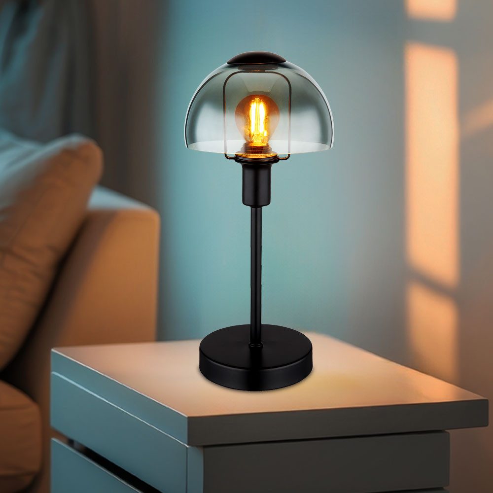 GLOBO LIGHTING LED Tischleuchte, Leuchtmittel inklusive, Tischlampe Tischleuchte Nachttischlampe Pilz Design schwarz H 32 cm