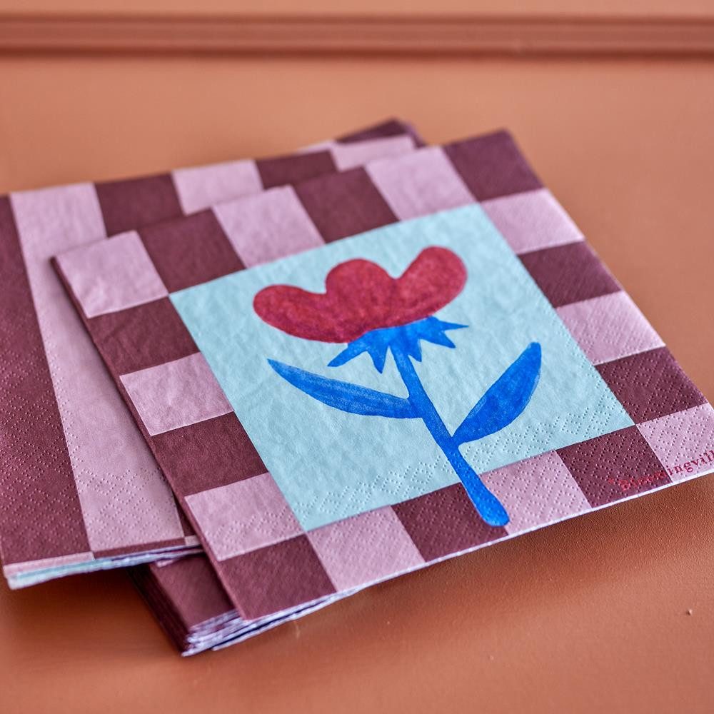 Bloomingville Papierserviette Vinia, 20er-Pack, Beidseitiges Design, 33 x 33 cm, Mehrfarbig