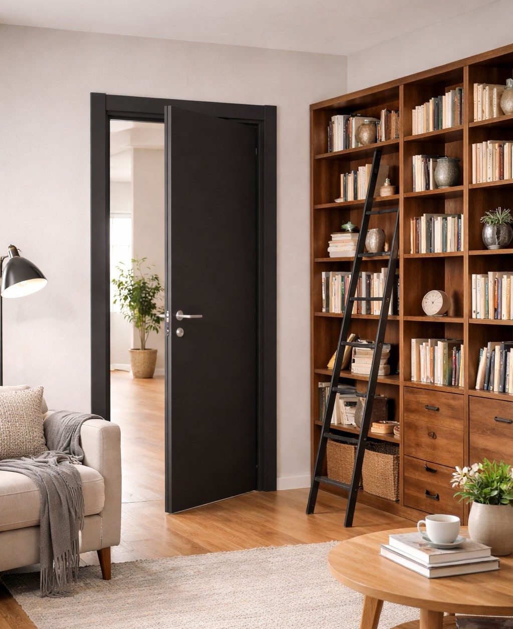 Xlmoebel Zimmertür Moderne schwarze Melamin-Innentür für verschiedene Räume, Made in Europa