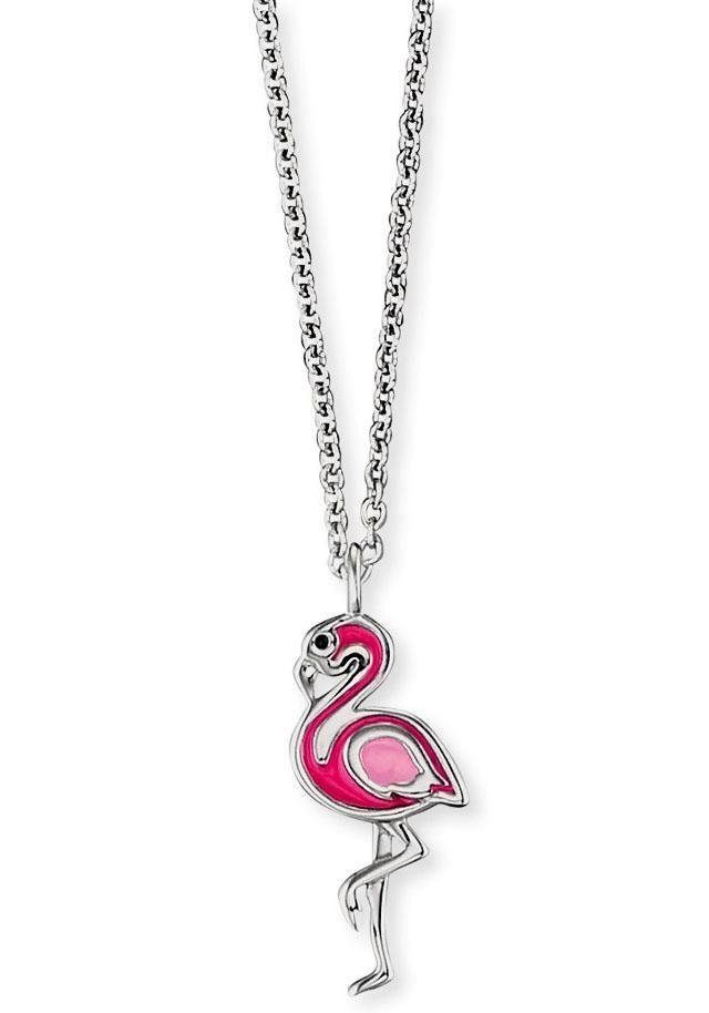 Herzengel Kette mit Anhänger Flamingo, HEN-FLAMINGO, mit Emaille