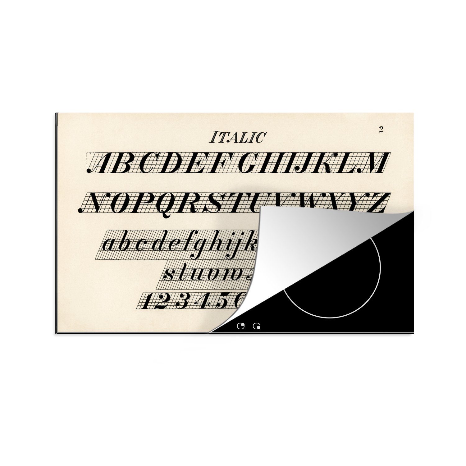 MuchoWow Herdblende-/Abdeckplatte Alphabet - Gestaltung - Buchstabe, Vinyl, (1 tlg), 83x51 cm, Ceranfeldabdeckung, Arbeitsplatte für küche