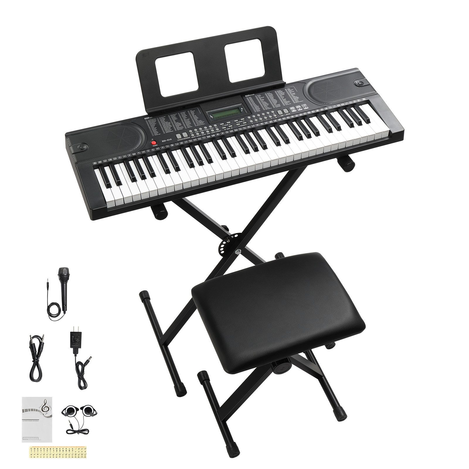 LALAHO Digitalpiano 61-Tasten Keyboard Piano Set mit Klavierständer, Klavier mit LCD-Bildschirm Bluetooth-MIDI , E-Piano für Anfänger