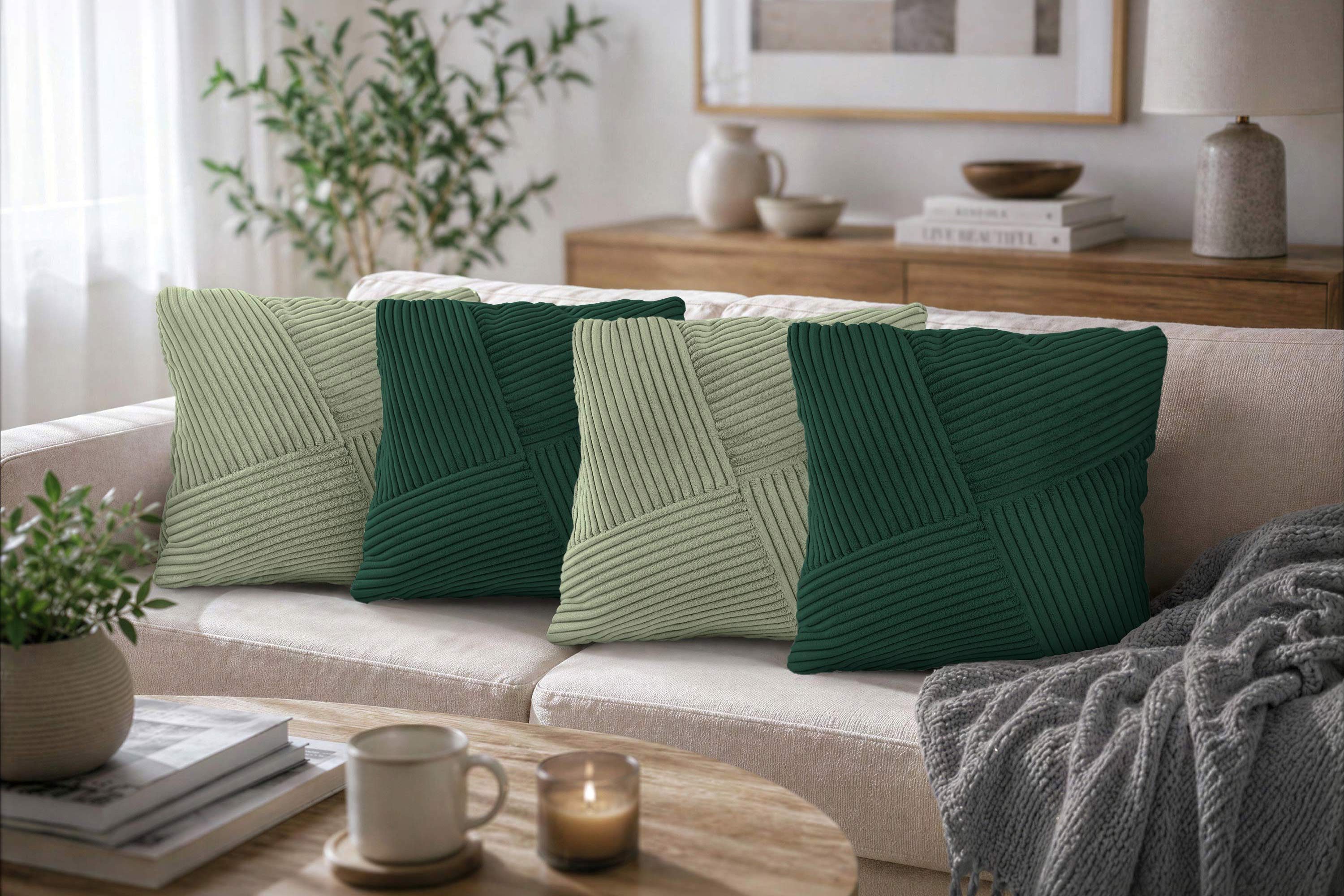 Amilian Dekokissen Sofakissen Zierkissen 4er-Set - weich, unifarben, formstabil, Couchkissen mit Kissenfüllung 40x40 cm