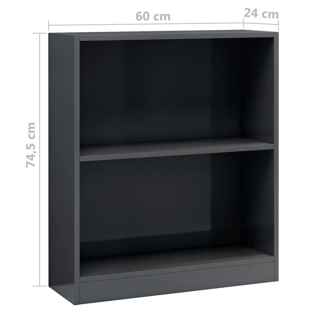 Holzwerkstoff Hochglanz-Grau cm furnicato Bücherregal 60x24x74,5