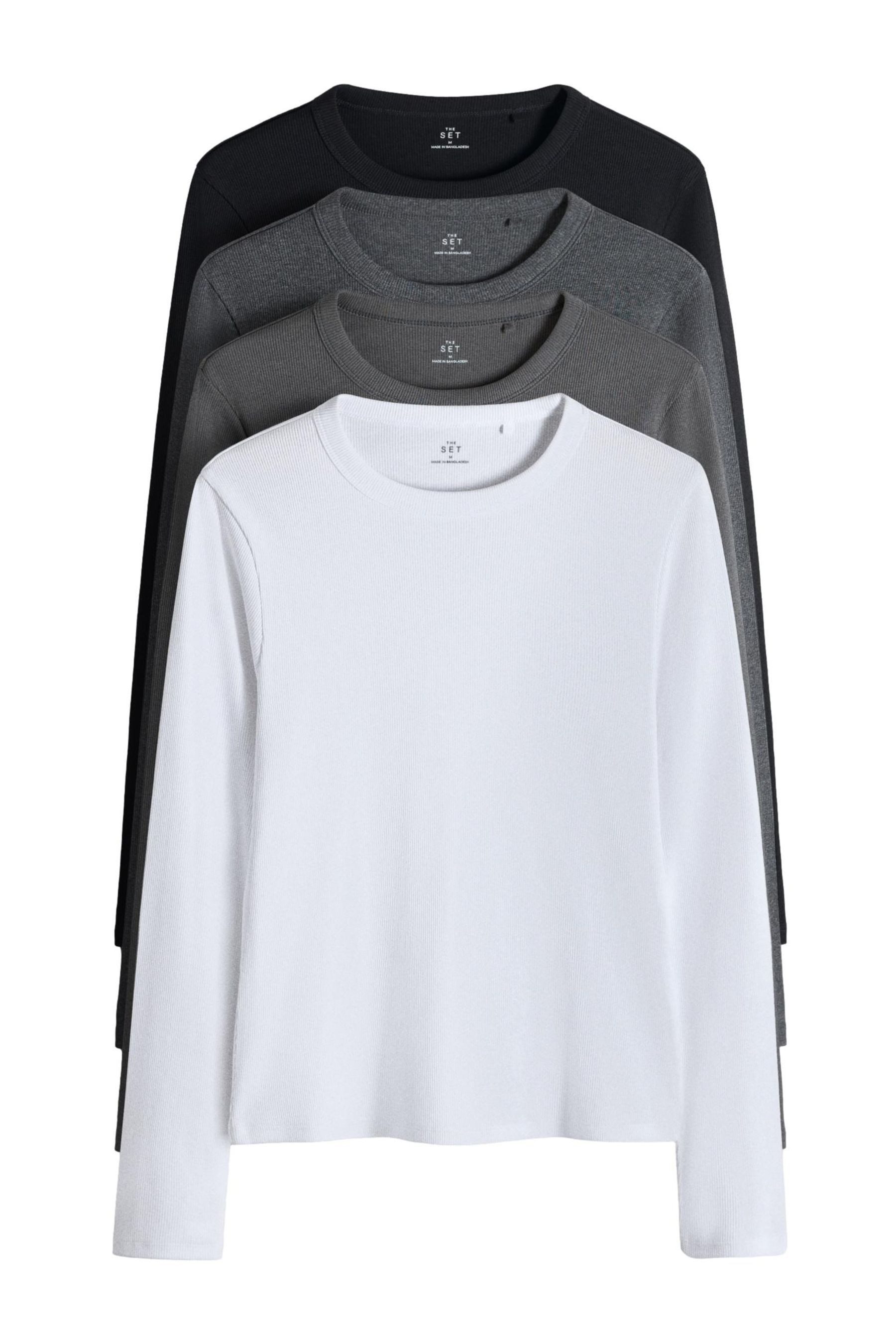 Langarmshirt 4er-Pack The Set gerippte Langarmshirts