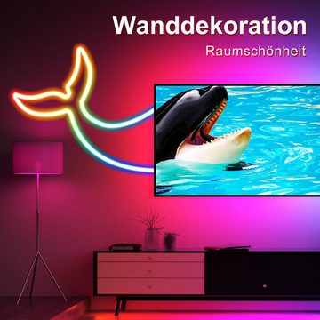 LETGOSPT LED-Streifen 3m Neon Led strip, APP Steuerung, mit Fernbedienung, IP67 wasserdichte, 12V Rgbflexible Neon LED Streifen anwendbar auf Innen Außendekoration