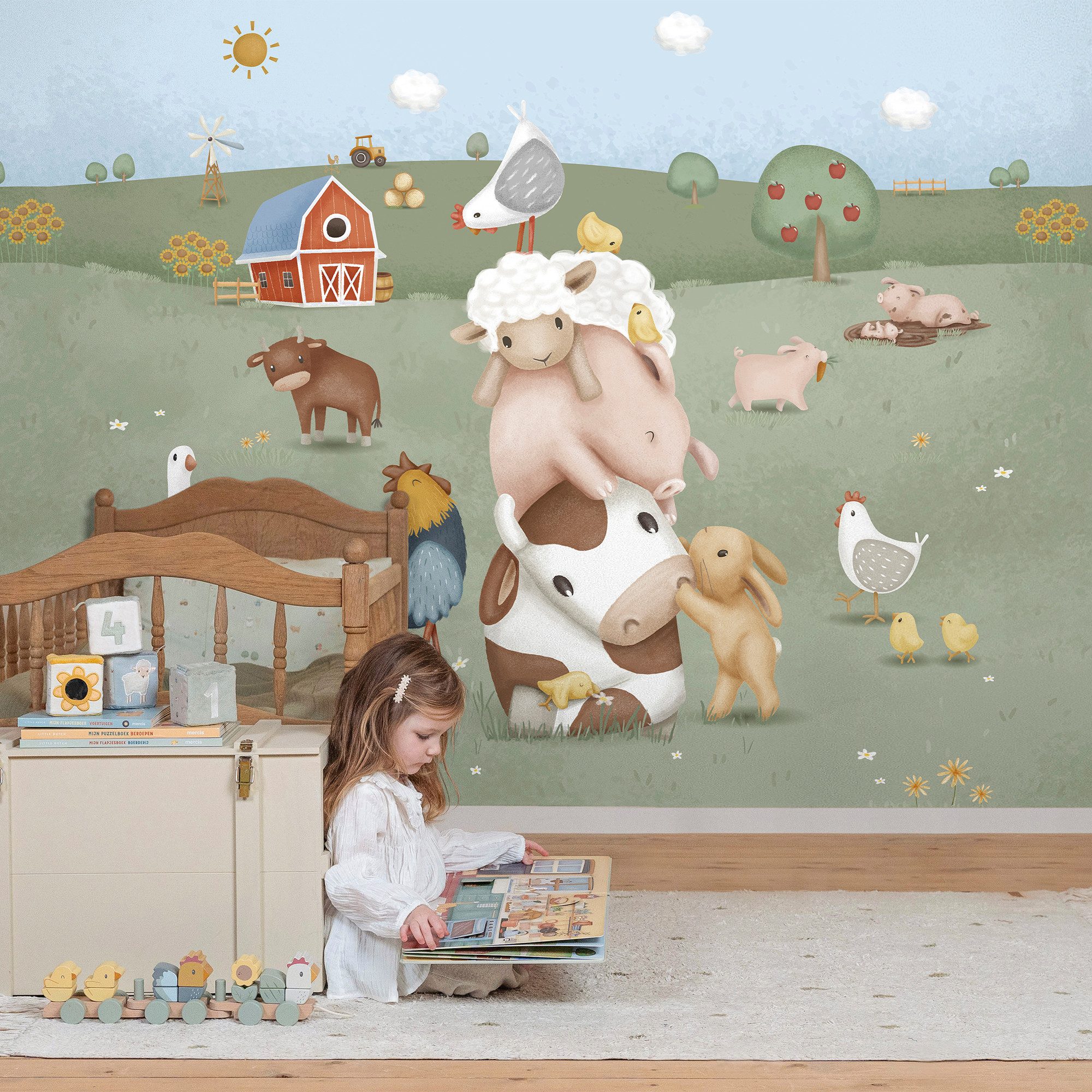 LITTLE DUTCH Vliestapete Little Farm, glatt, neutral, (1 St), 280x300cm (LxB) ca. 8,4m2