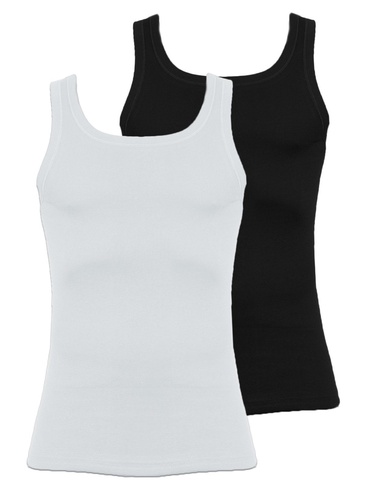 weiss 2-St) Achselhemd hohe Unterhemd KUMPF schwarz Markenqualität (Spar-Set, Feinripp Sparpack Herren 2er