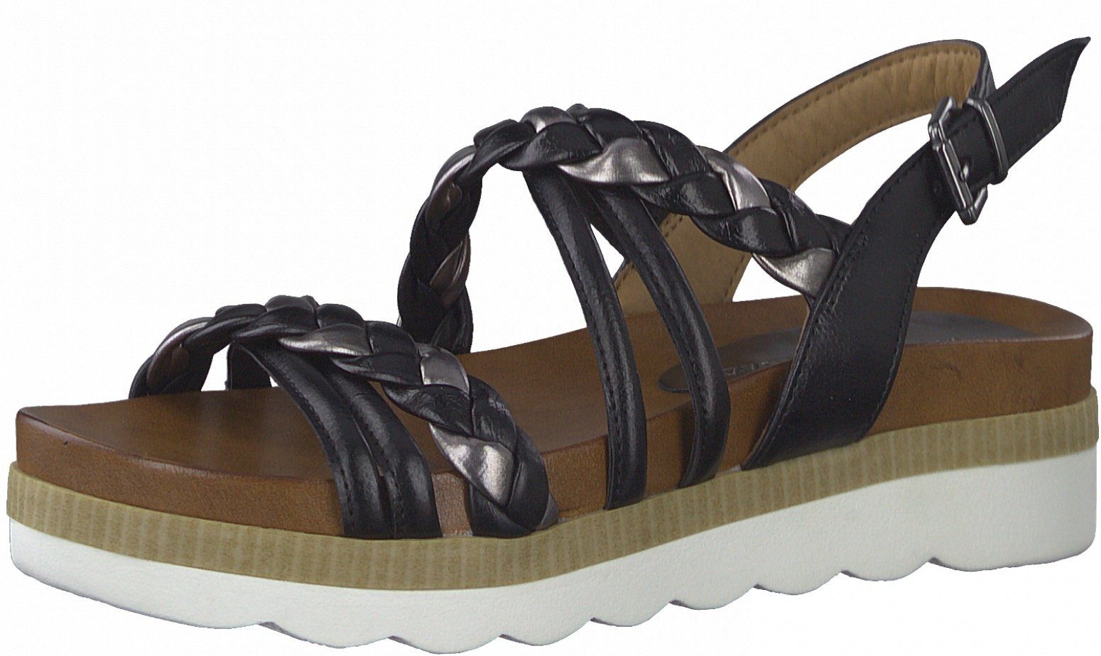 MARCO TOZZI Sandale mit schönen Metallic-Details schwarz-silberfarben | Riemchensandalen