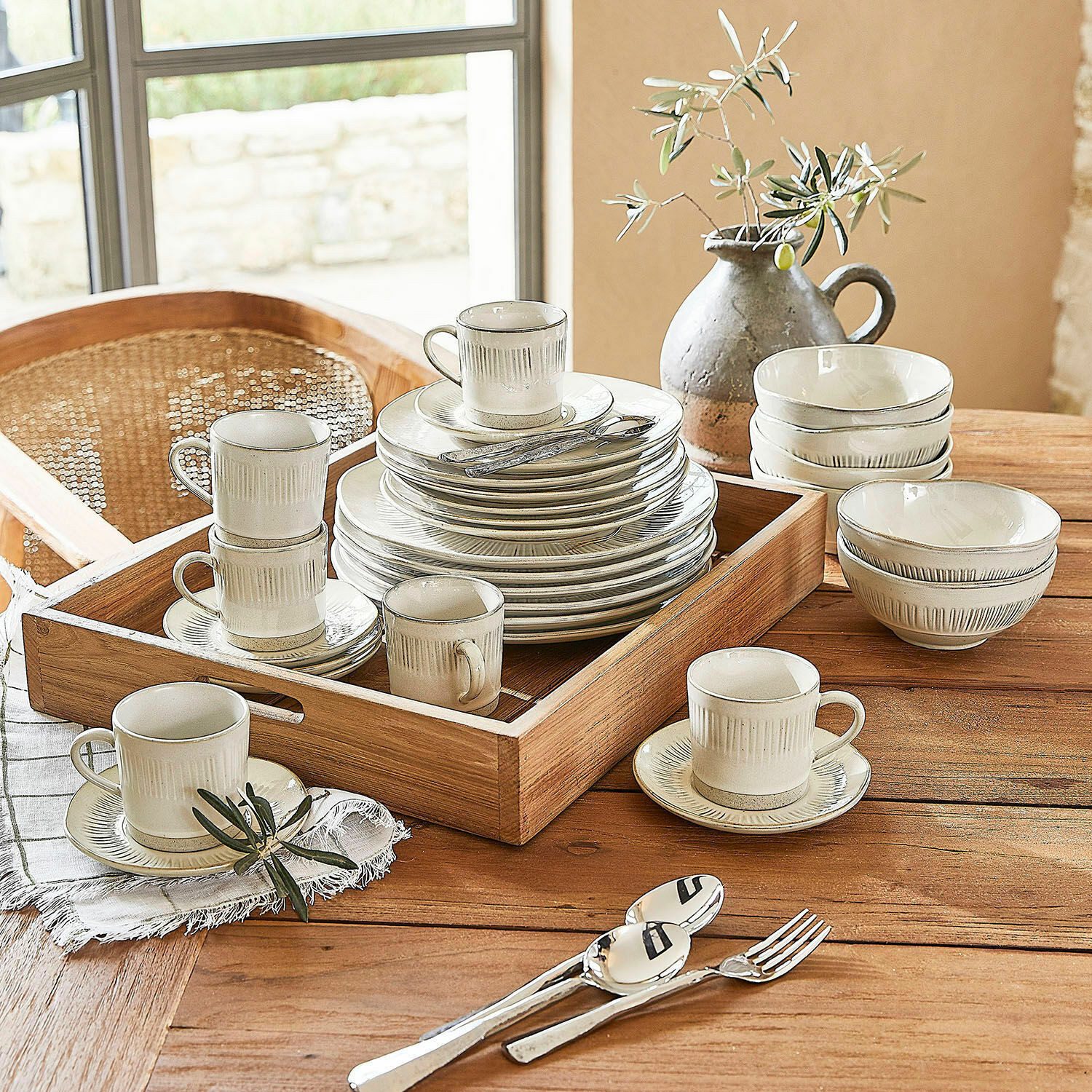 Mirabeau Geschirr-Set Geschirr 30er Set Périers creme, Steinzeug