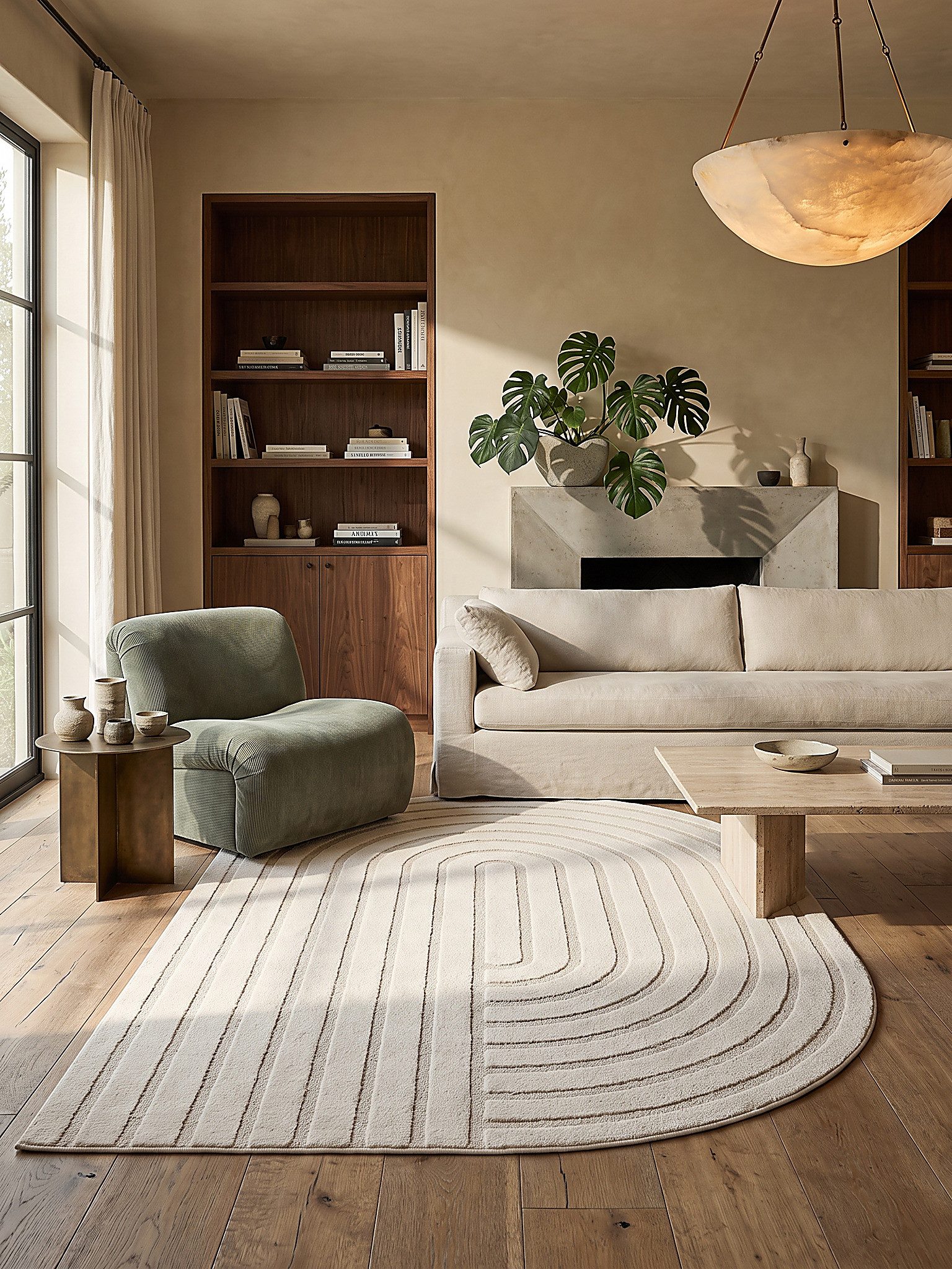 KADIMA DESIGN Teppich CETINA Kurzflorteppich Creme 160x230 Geometrisch Polypropylen, Oval, Höhe: 15 mm, Saugroboter-geeignet, Strapazierfähig, Pflegeleicht, Farbecht