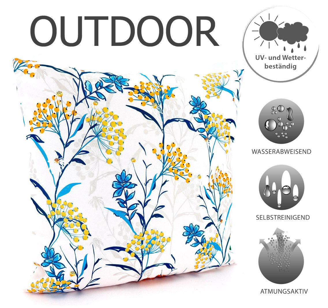 heimtexland Dekokissen Outdoor Garten Deko Kissen Outdoorkissen bedruckt, Lotus Effekt, schmutz- und wasserabweisend, inkl. Füllung