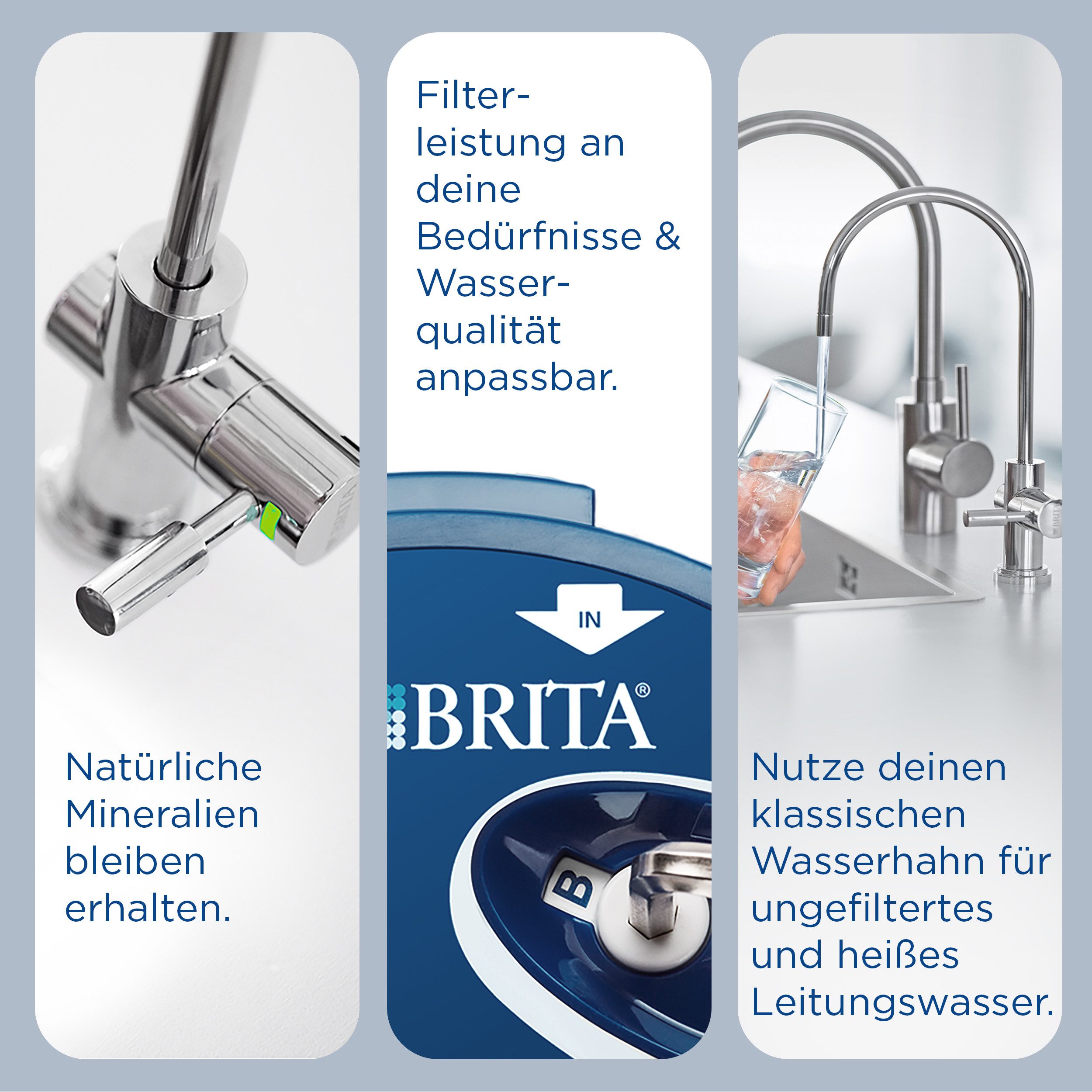 BRITA Küchenarmatur mypure P1 (Armatur, Kartusche, Filterkopf, Halterung, Schläuche, Adapter, T-Stück) reduziert Kalk, Chlor, Blei & Kupfer im Leitungswasser