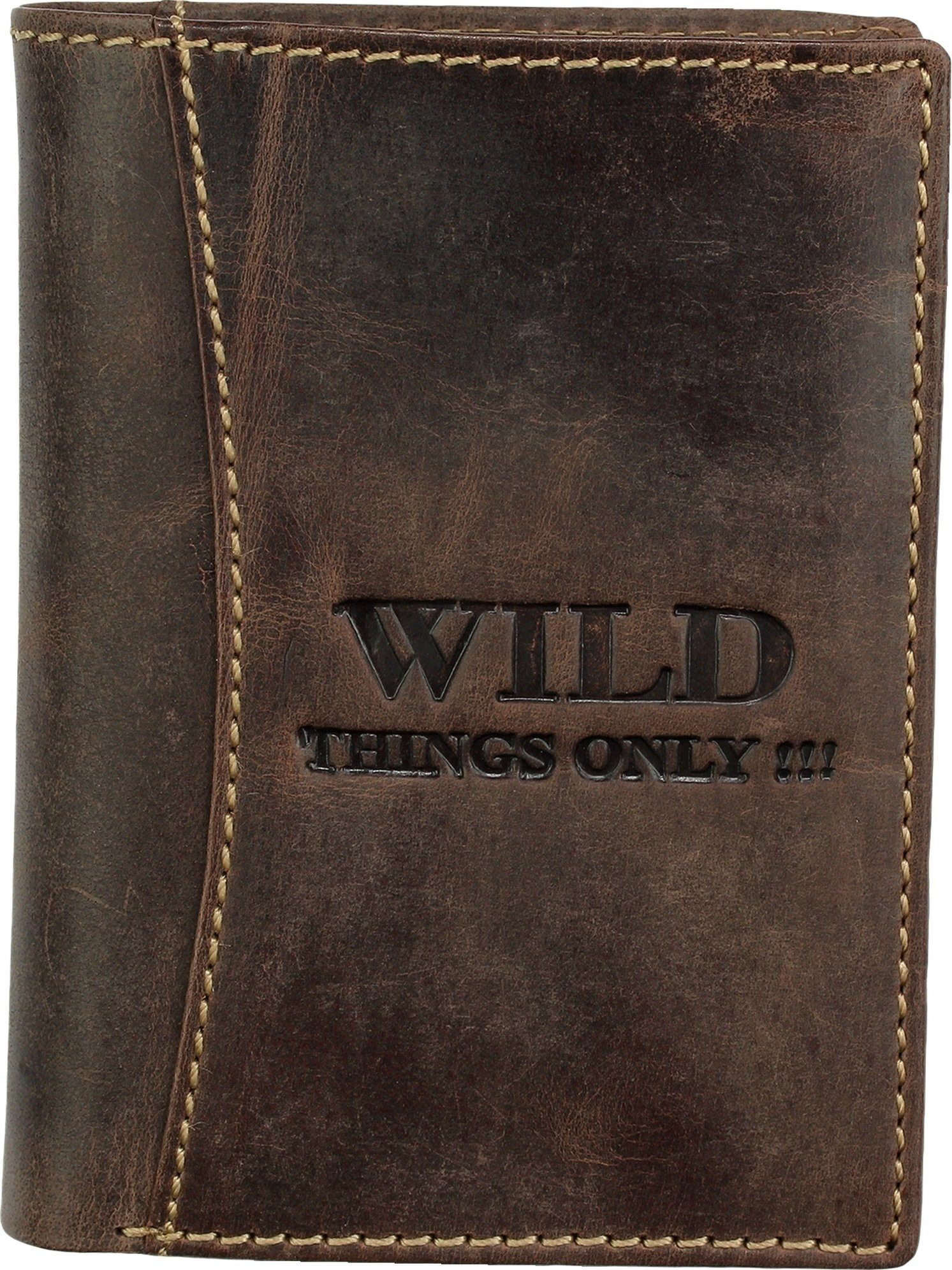 Wild Things Echtleder (Portemonnaie, Only Unisex Brieftasche Things Größe ca. Damen 9,5cm, !!! Herren, Portemonnaie), Geldbörse Only Wild Portemonnaie braun