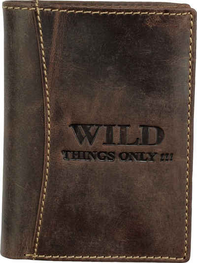 Wild Things Only !!! Geldbörse »Wild Things Only Unisex Brieftasche« (Portemonnaie), Herren, Damen Portemonnaie Echtleder Größe ca. 9,5cm, braun