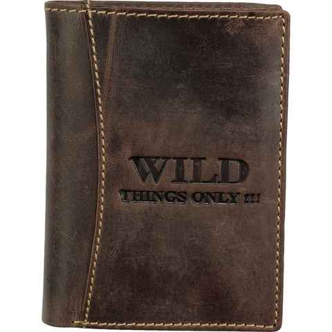 Wild Things Only !!! Geldbörse Wild Things Only Unisex Brieftasche (Portemonnaie, Portemonnaie), Herren, Damen Portemonnaie Echtleder Größe ca. 9,5cm, braun