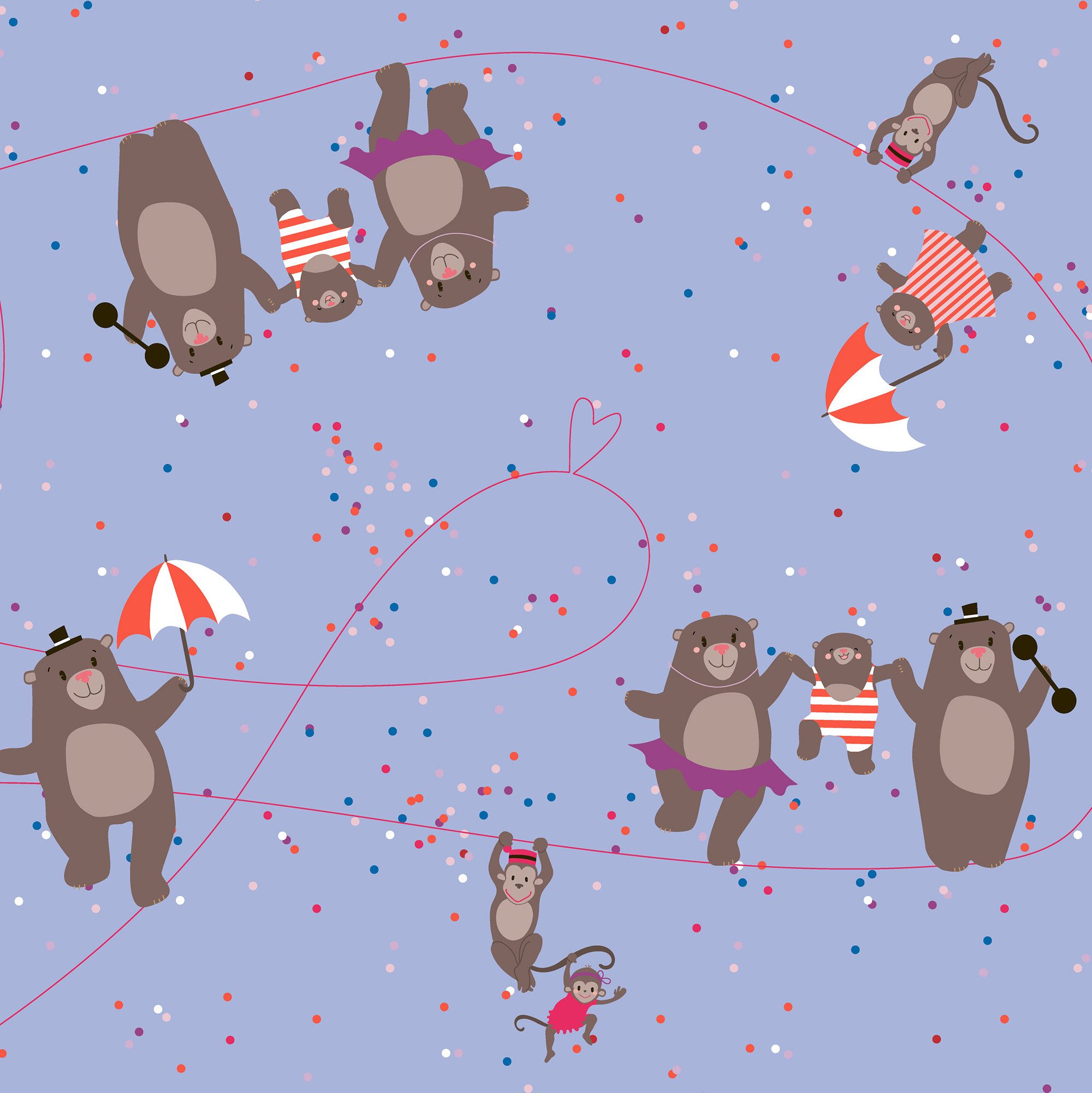 Bow & Hummingbird Geschenkpapier Geschenkpapier Circus Bears, 100% Recyclingpapier