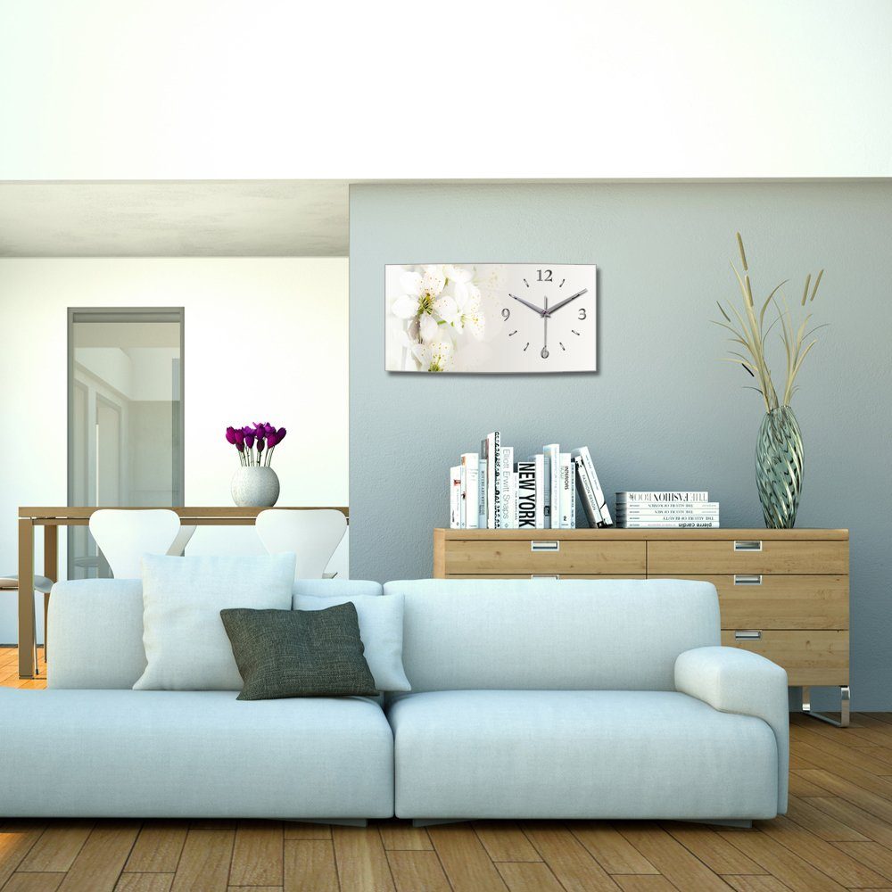 Kreative Feder Funkwanduhr 3D Design-Wanduhr "Weiße Blüte" aus gebürstetem günstig online kaufen