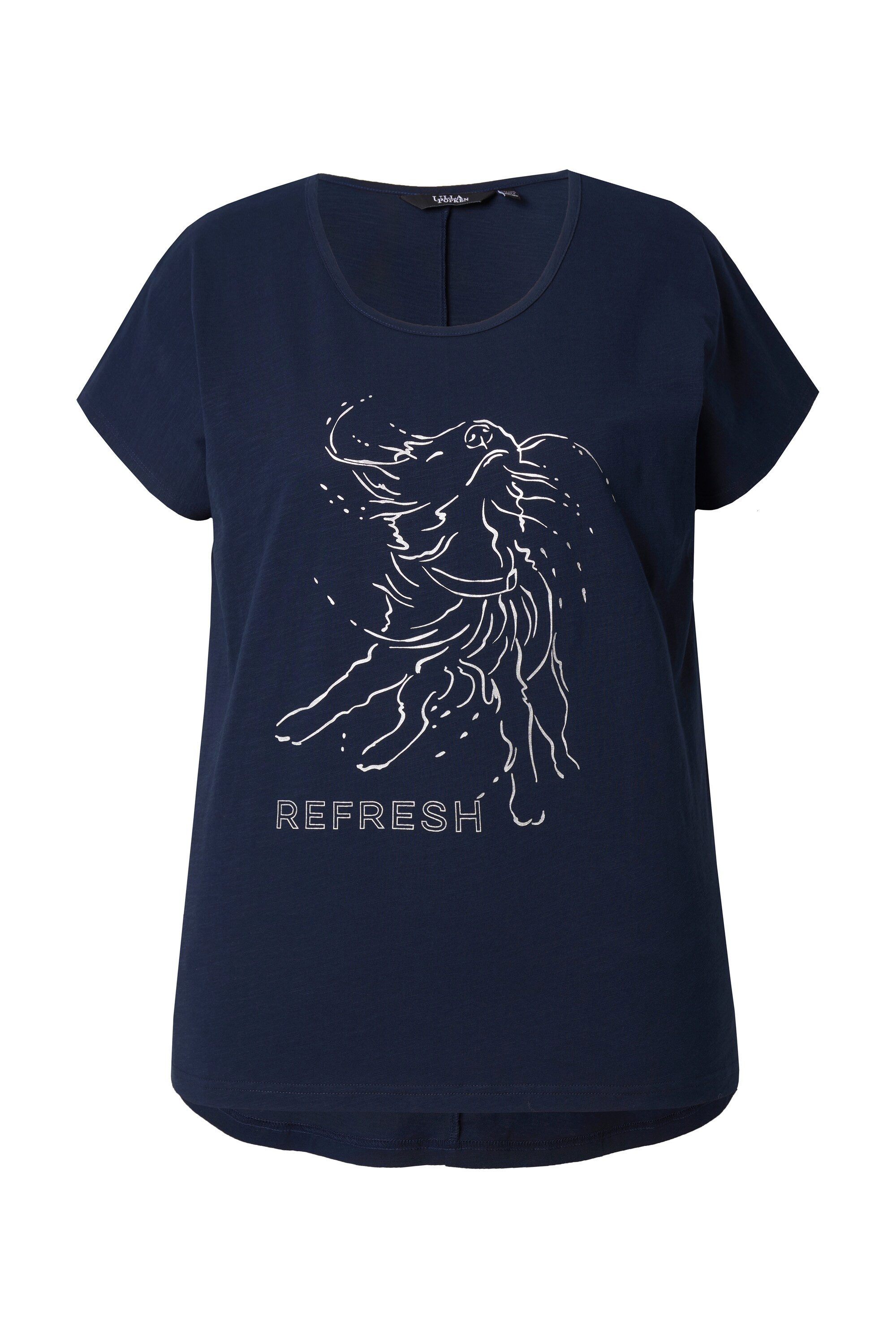 Ulla Popken T-Shirt T-Shirt Metallic-Tiermotiv Oversized Rundhals günstig online kaufen