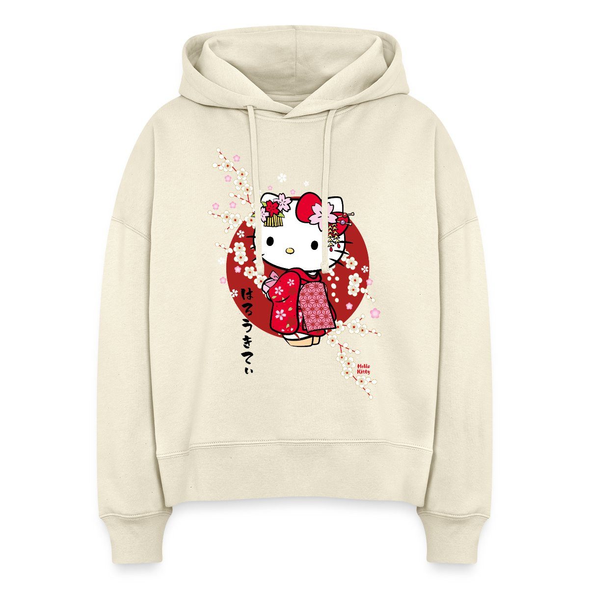 Spreadshirt Hoodie Hello Kitty Japan Kimono Kirschblüten Frauen Boxy Organic Hoodie (1-tlg)