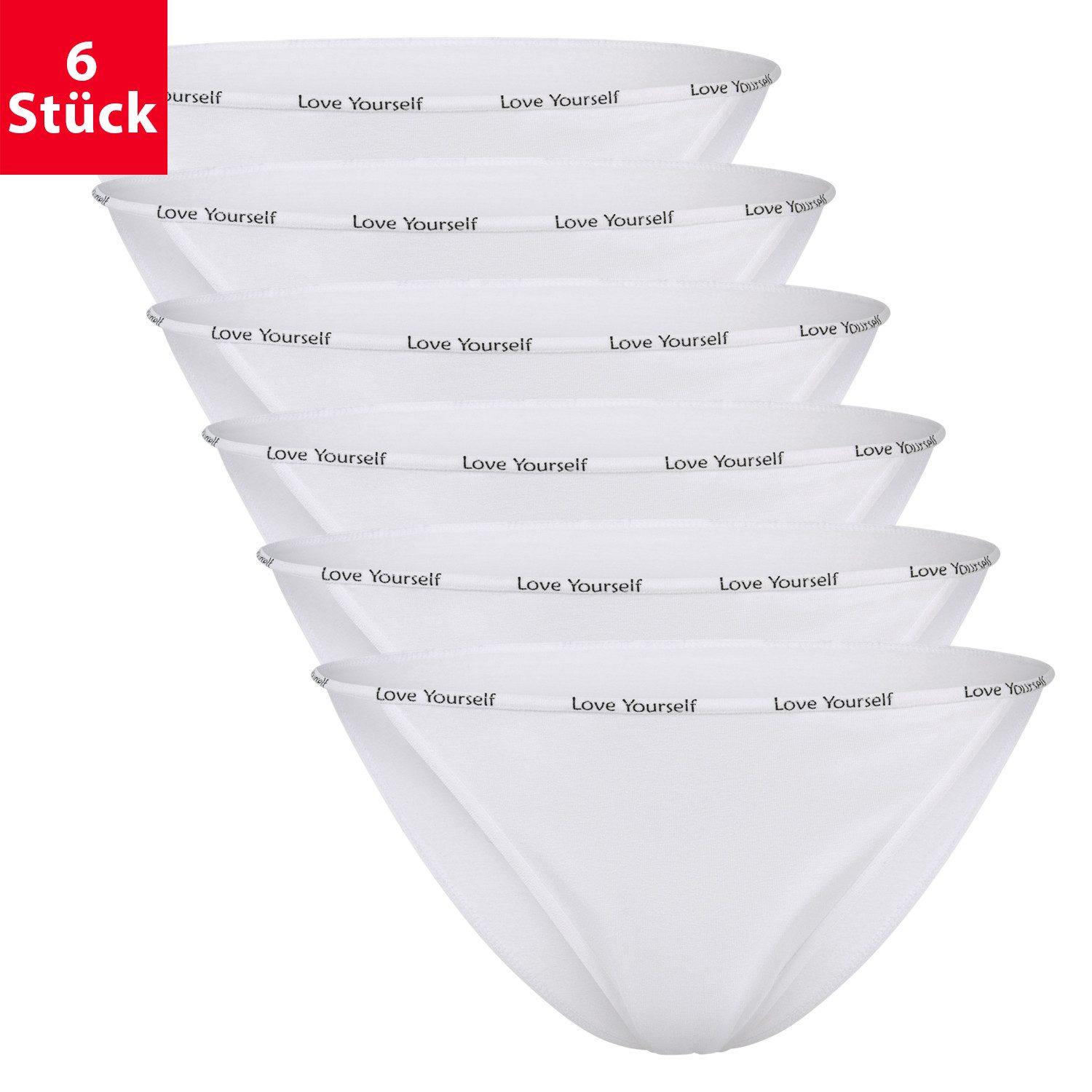 celodoro Slip Damen Slip (6er Pack) mit Ziergummi und Schriftzug