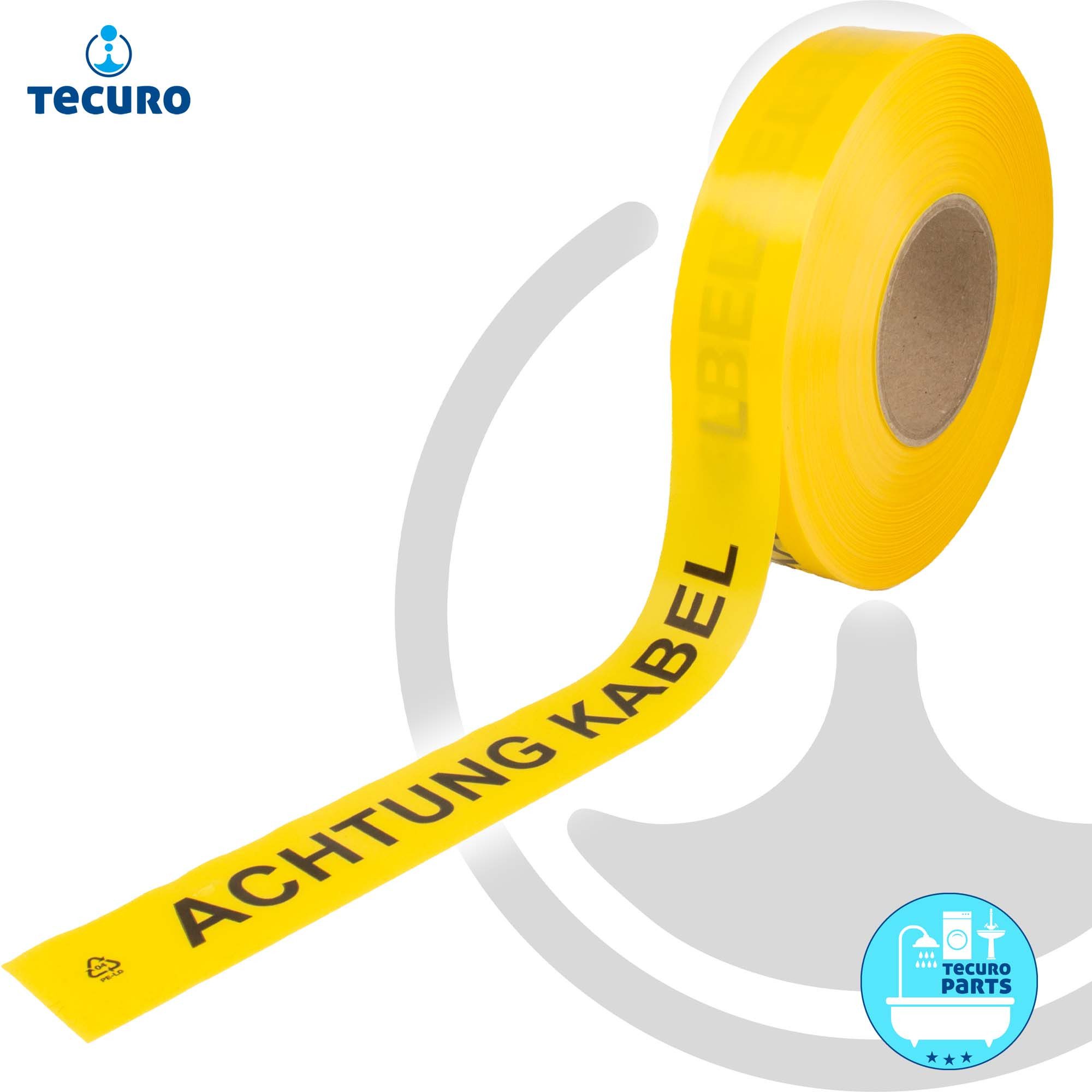 tecuro Hinweisschild Trassenwarnband ACHTUNG KABEL, gelb, 250 m x 40 mm, PE-Folie 0,1 mm – Bild 3 von 3