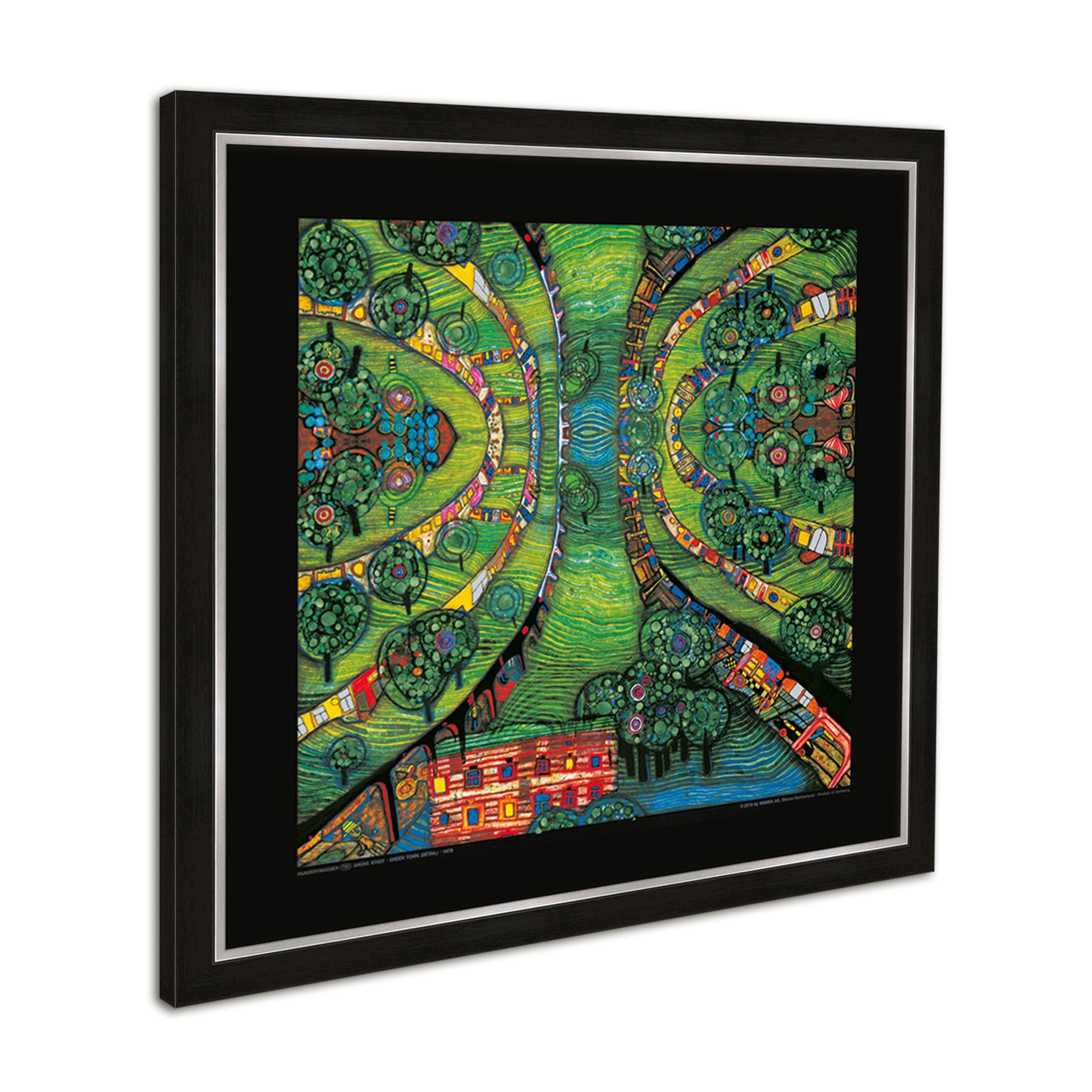 mit Poster Wandbild Rahmen gerahmt Hundertwasser / 53x53cm Bild Rahmen / artissimo mit Bild
