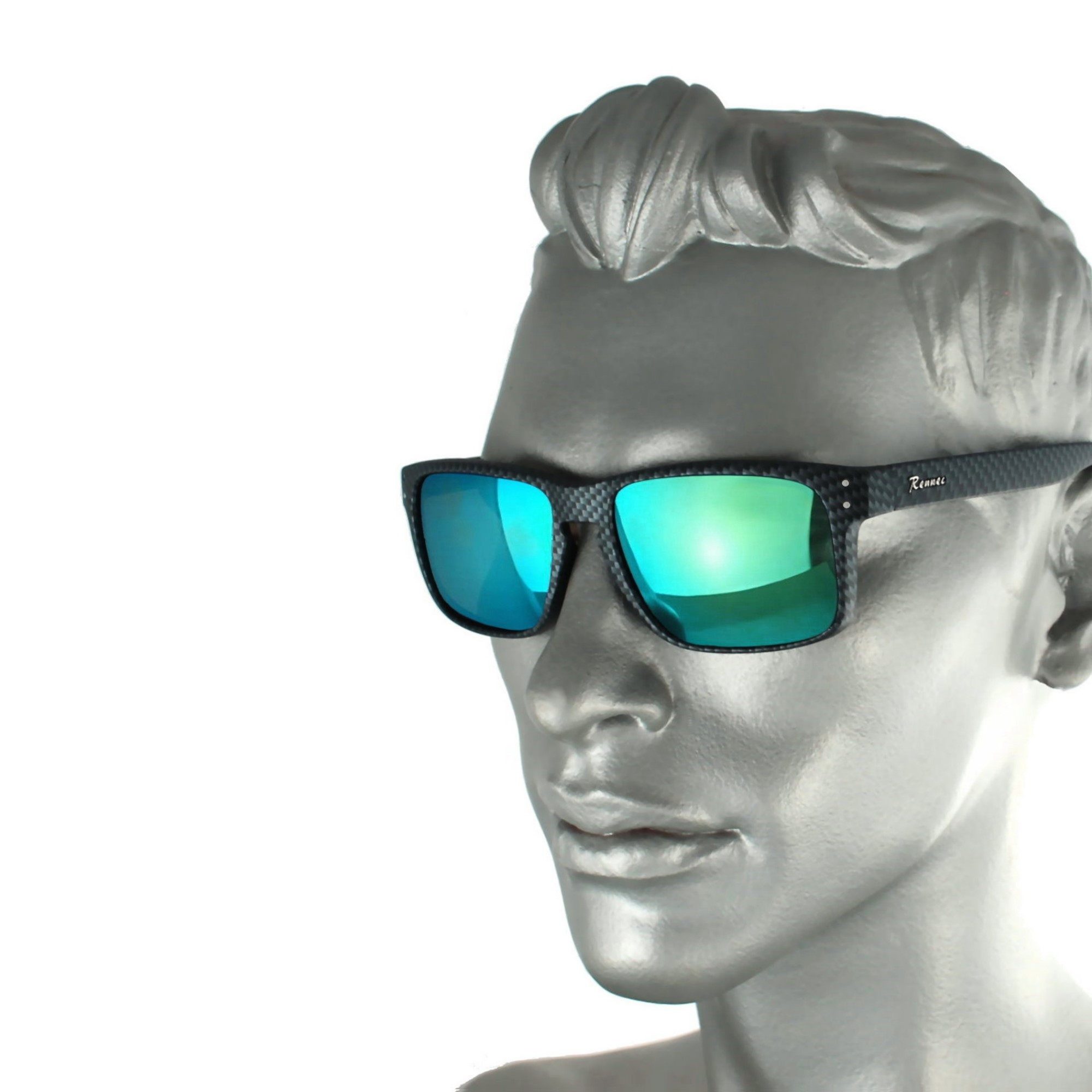 Rennec Sonnenbrille (Rechteckige Sonnenbrille Herren Carbon Look Gläser Tür günstig online kaufen