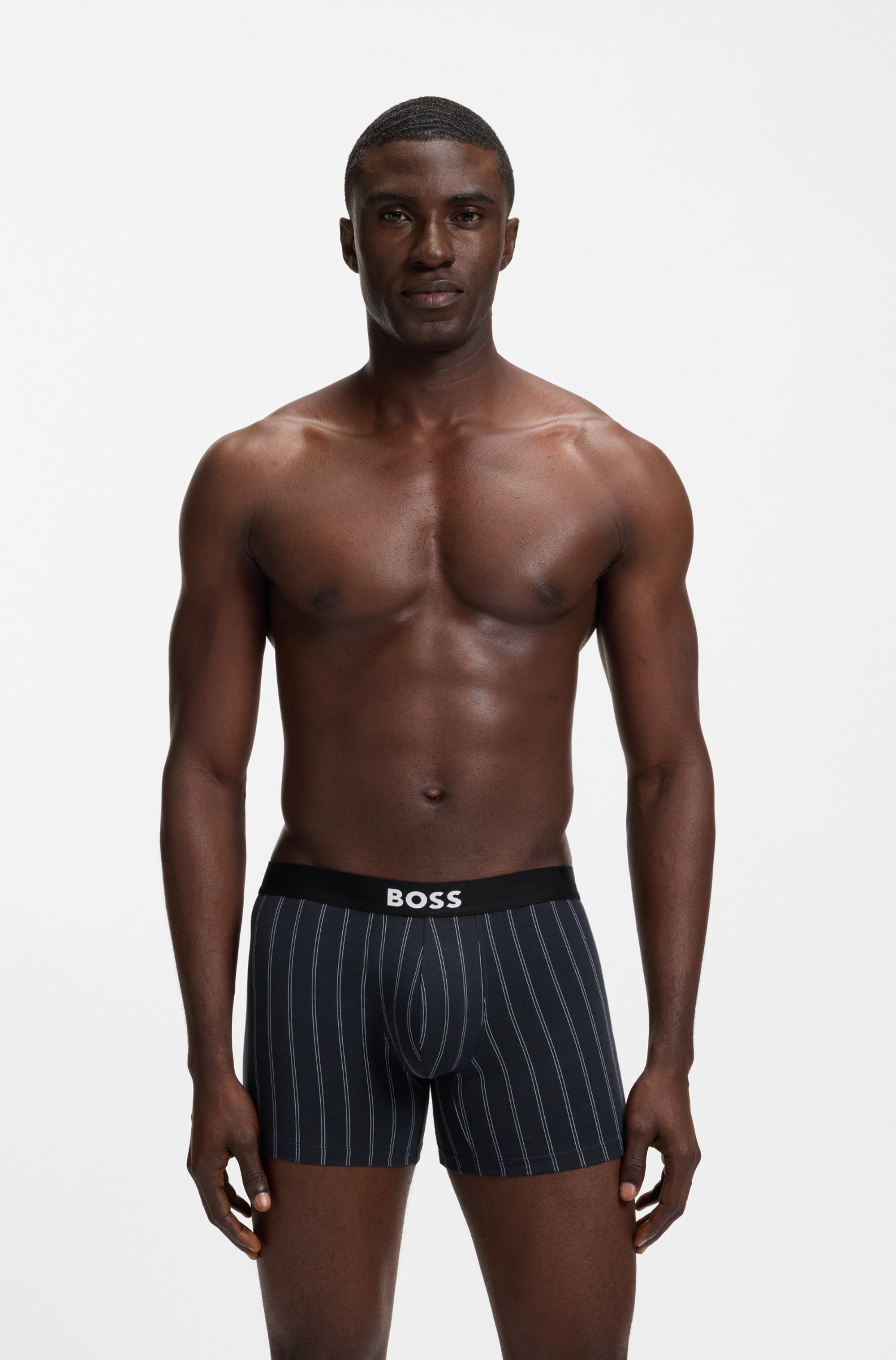 BOSS Boxershorts Boxer Brief 3P BOSS ONE (3-St) elastischer Bund mit Logo, 1x gemustert, 2x uni