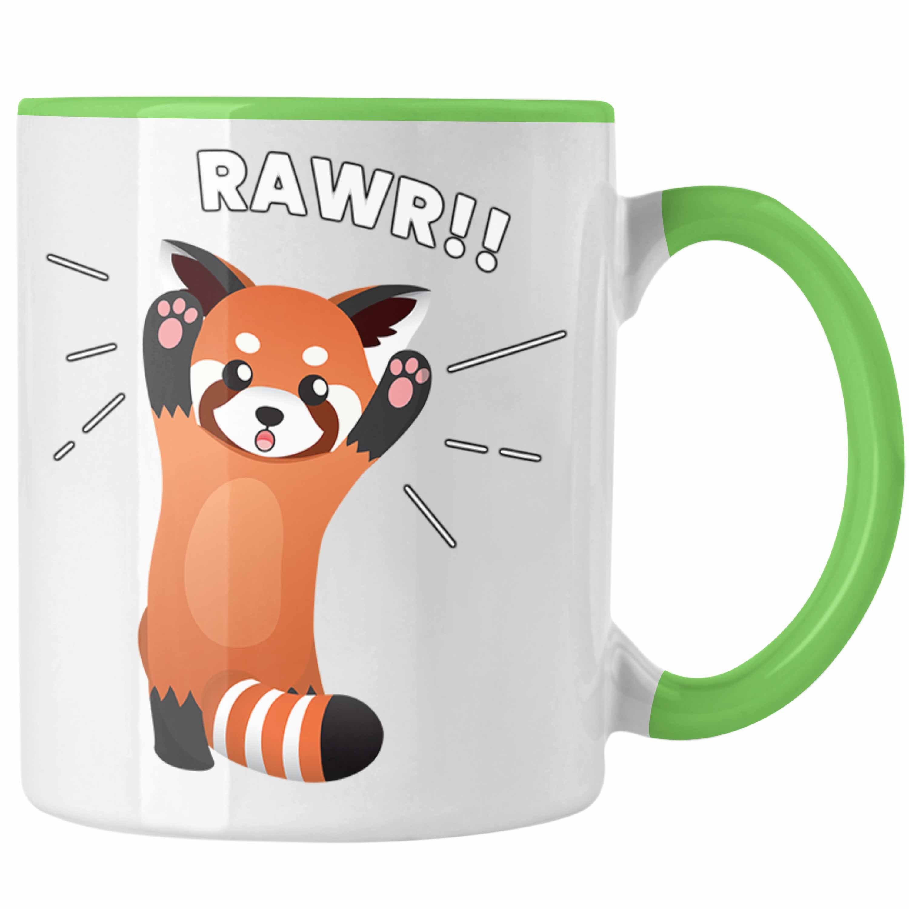 Trendation Tasse Trendation - Roter Panda Tasse Rawr Kinder Geschenkidee für Jungs Mädchen Lustige Grafik Grün