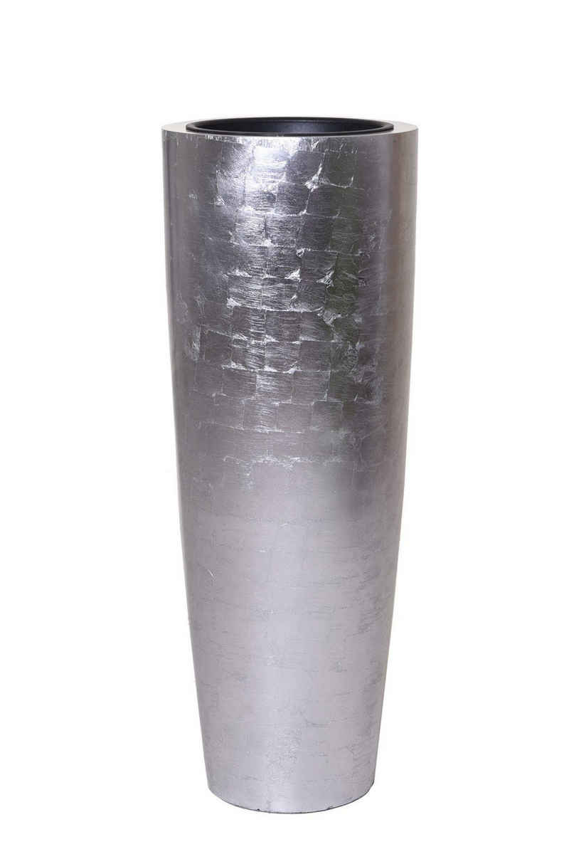 VIVANNO Pflanzkübel Pflanzkübel Pflanzgefäß exklusiv edel PILA Silber Hochglanz - 37x100
