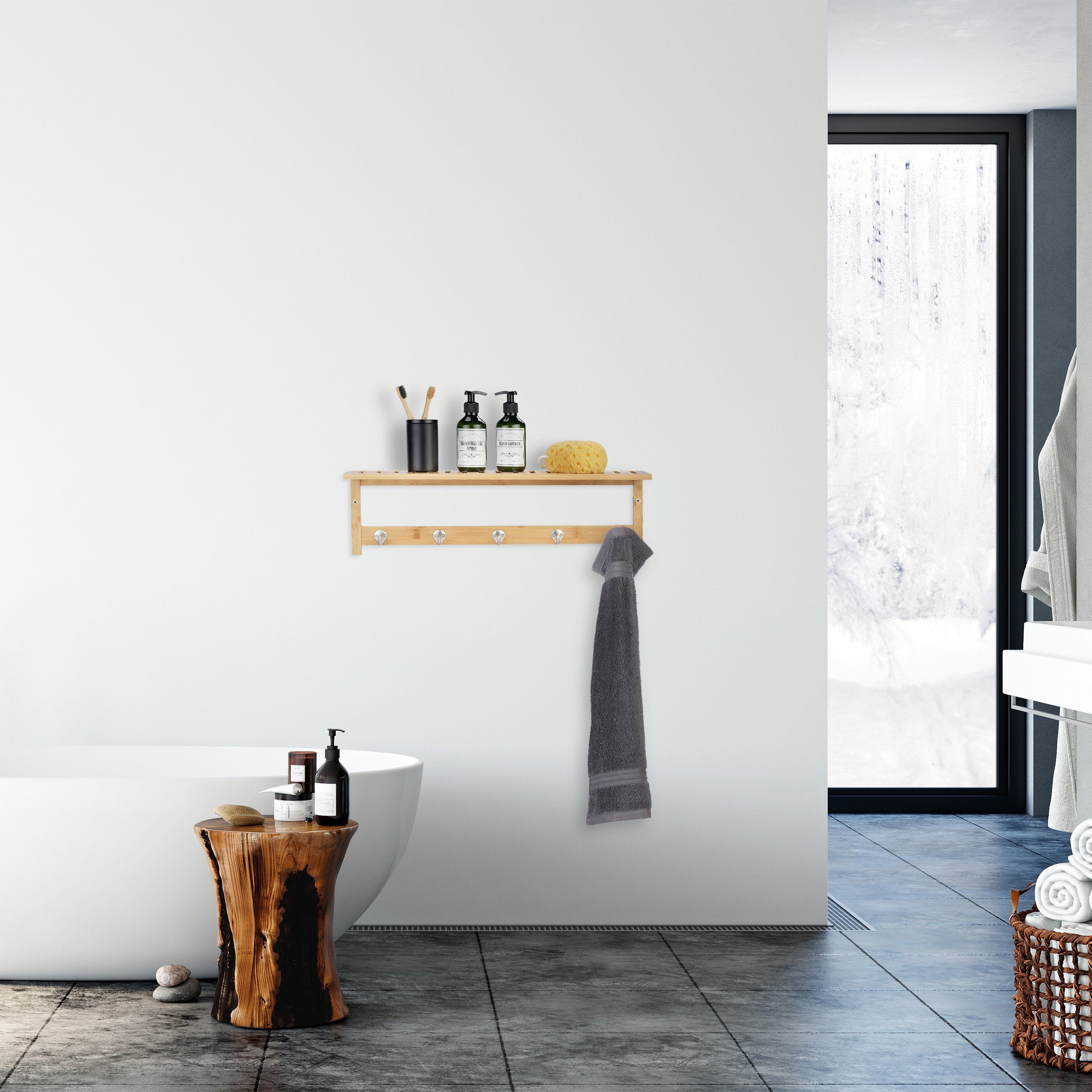 relaxdays Hakenleiste Wandregal mit 5er Hakenleiste günstig online kaufen